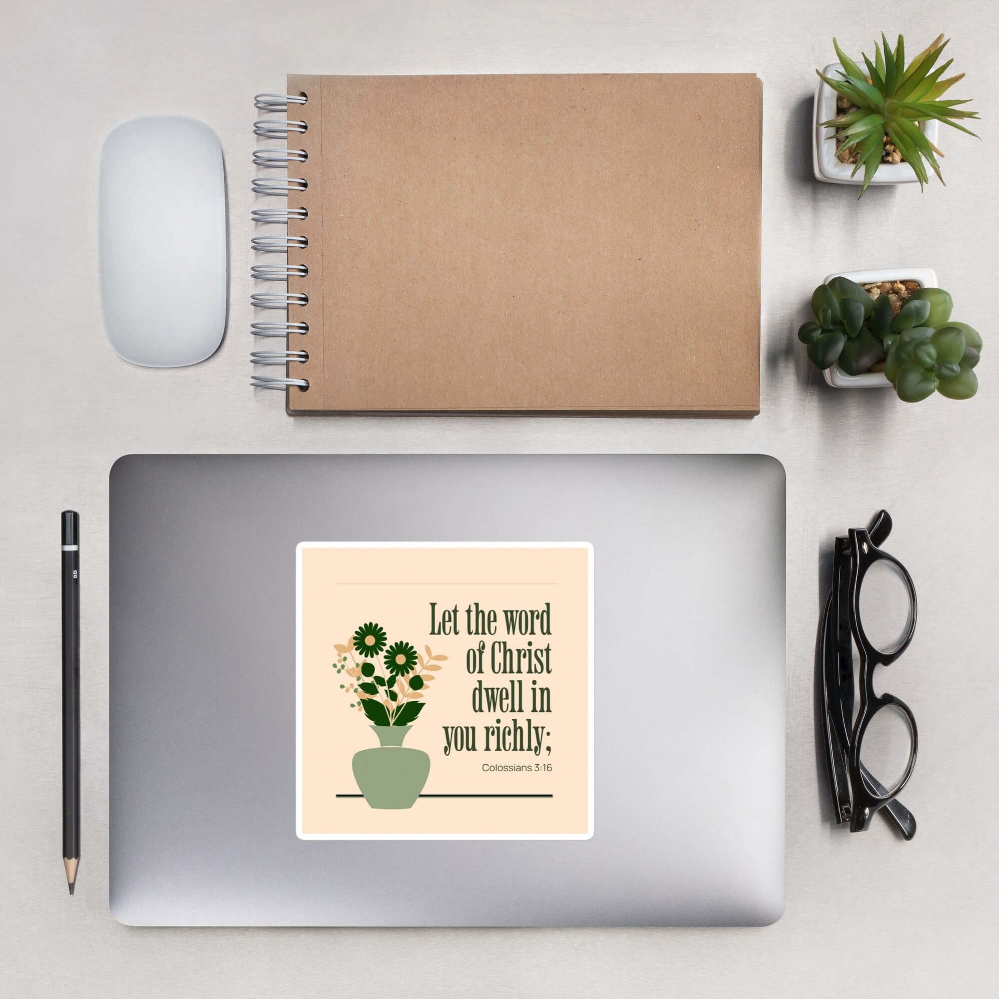 Colossians 3:16 Bible Verse, word of Christ Kiss-Cut Sticker Stationery 5.5″×5.5″