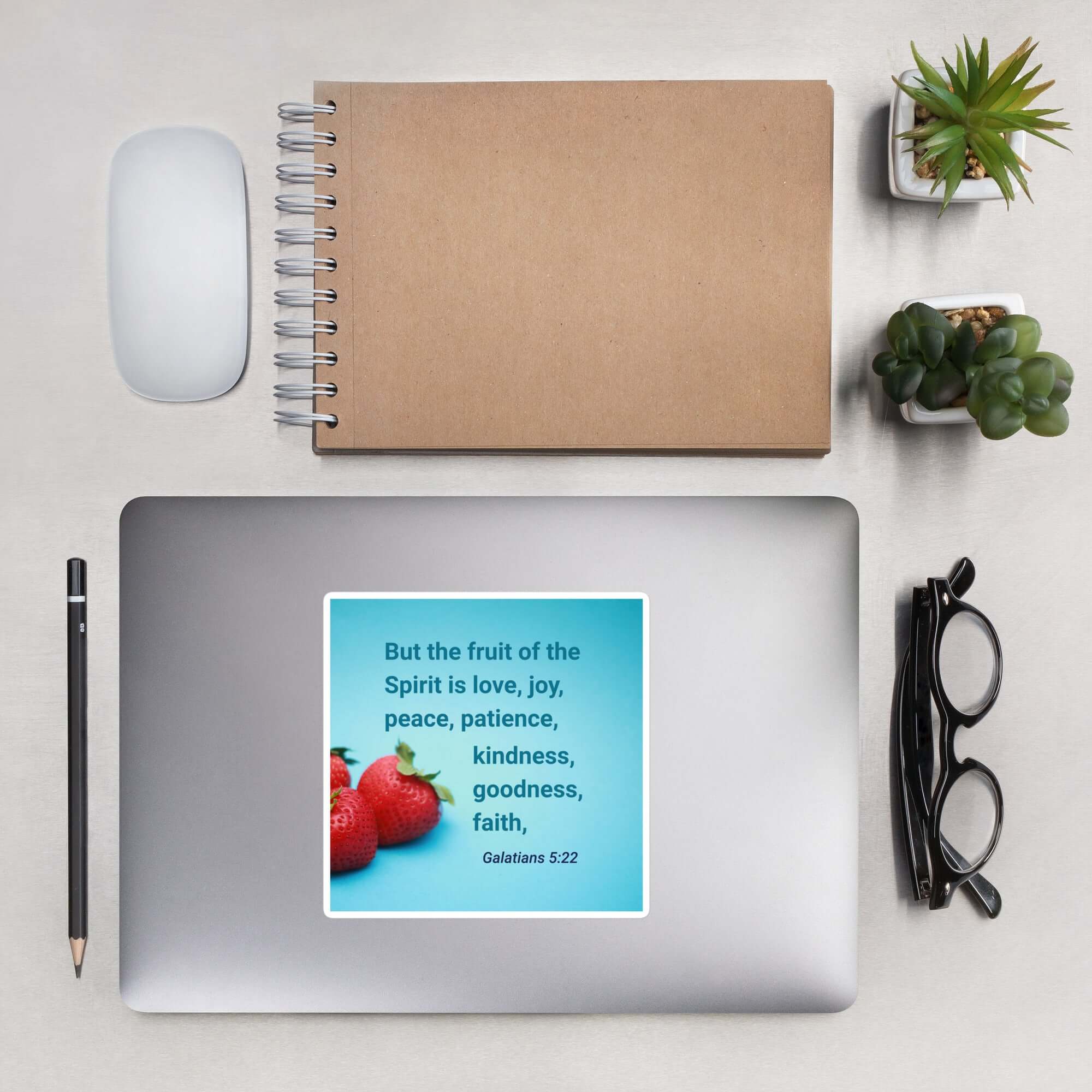 Galatians 5:22 Bible Verse, fruit of the Spirit Kiss-Cut Sticker Stationery 5.5″×5.5″