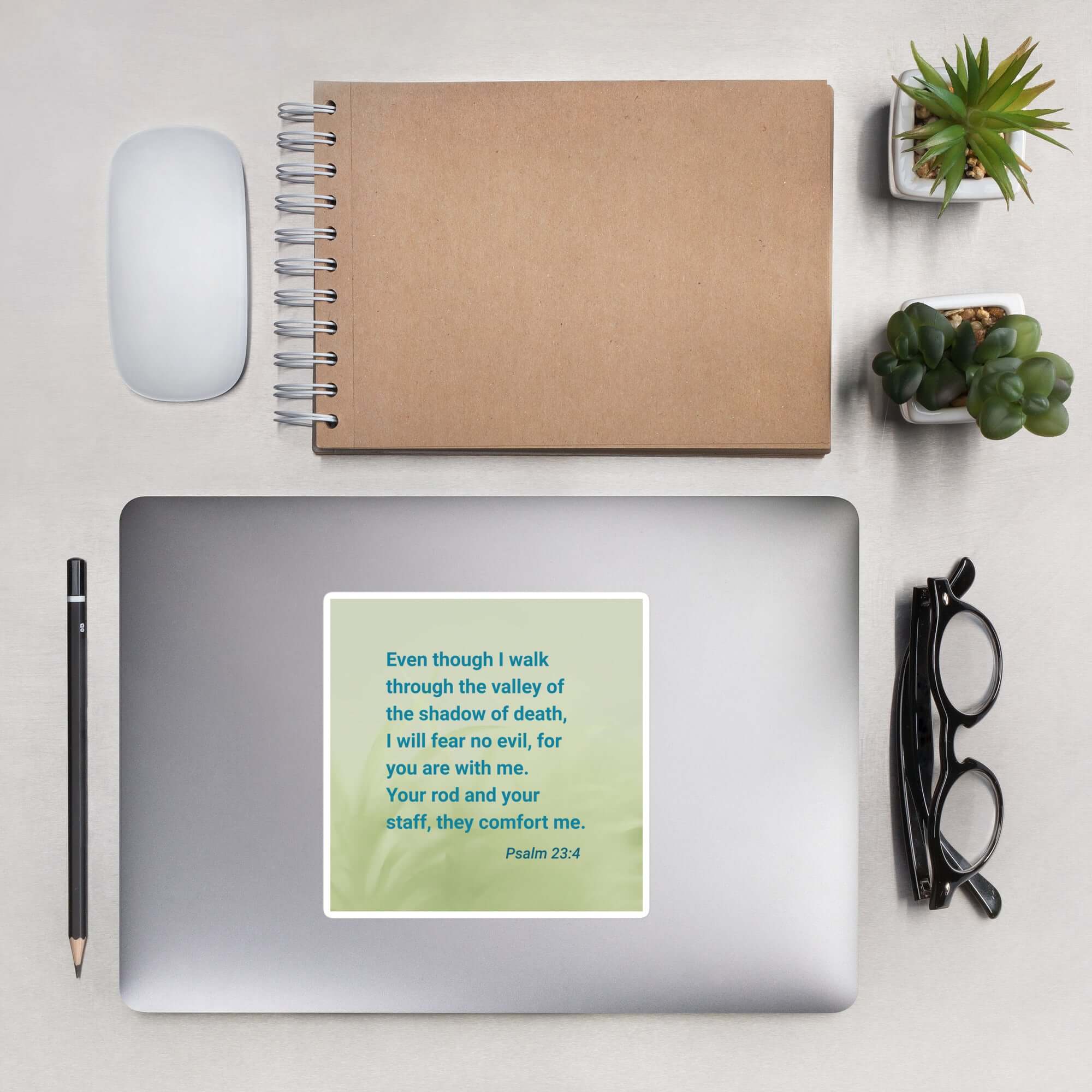 Psalm 23:4 Bible Verse, fear no evil Kiss-Cut Sticker Stationery 5.5″×5.5″