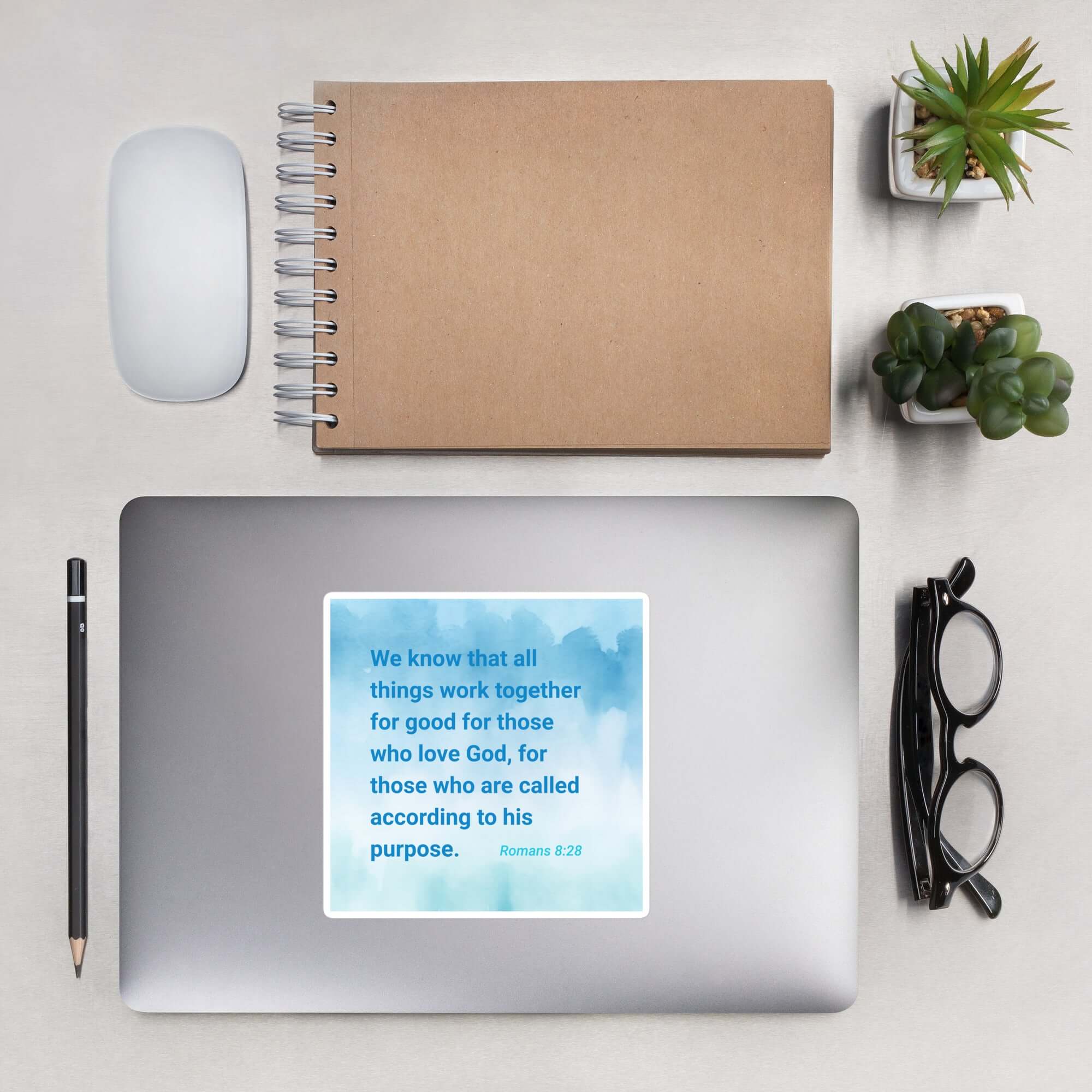 Romans 8:28 Bible Verse, together for good Kiss-Cut Sticker Stationery 5.5″×5.5″
