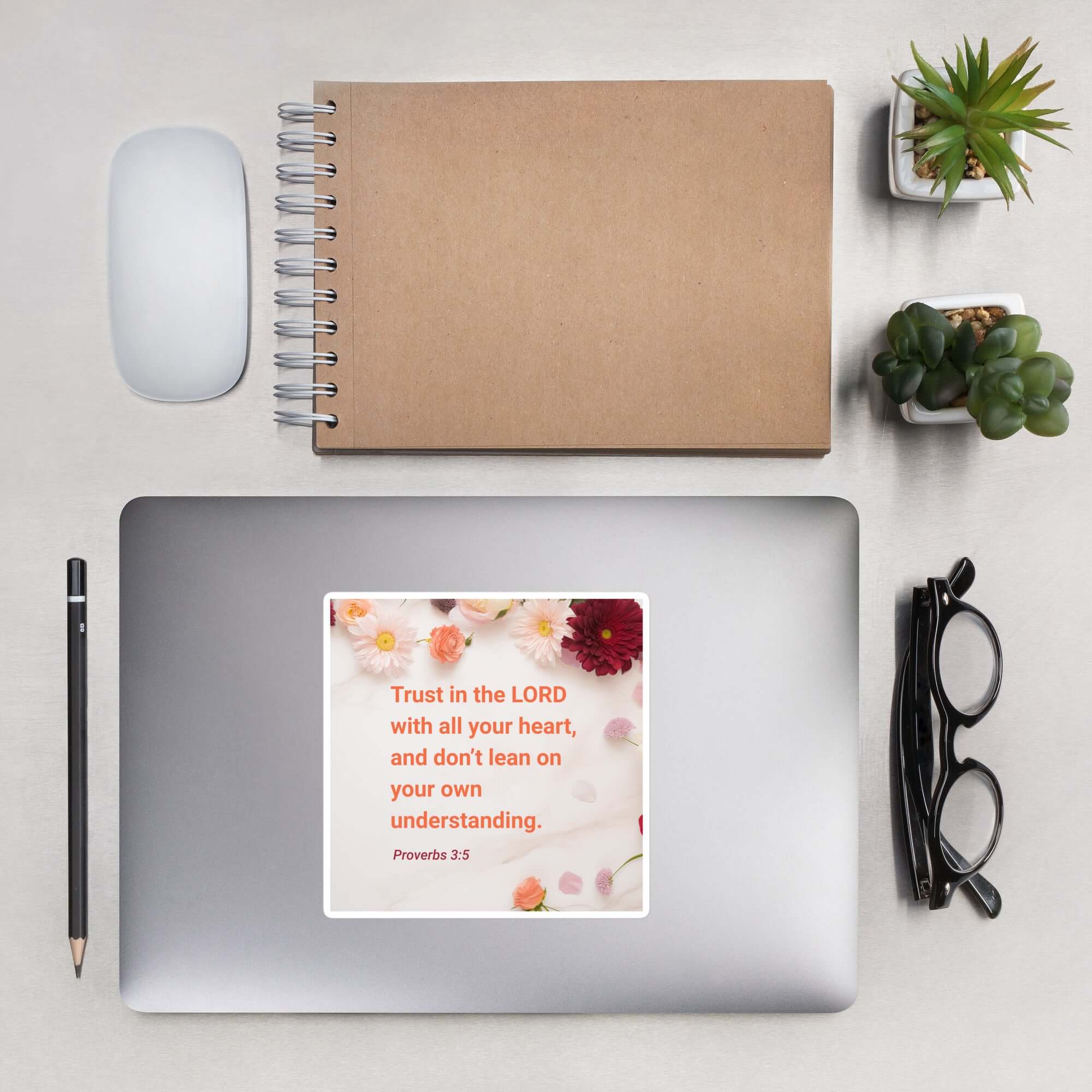 Proverbs 3:5 Bible Verse, Trust in the LORD Kiss-Cut Sticker Stationery 5.5″×5.5″