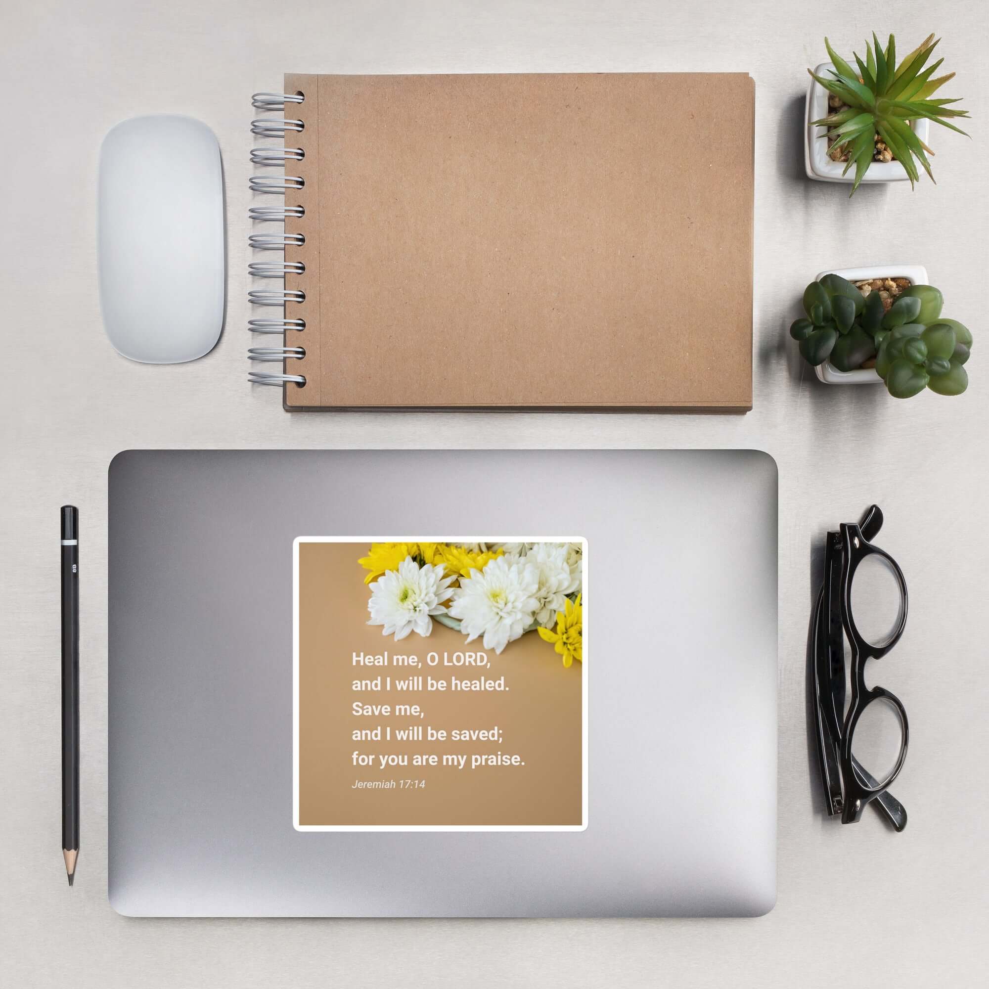 Jeremiah 17:14 Bible Verse, Heal me, O LORD Kiss-Cut Sticker Stationery 5.5″×5.5″