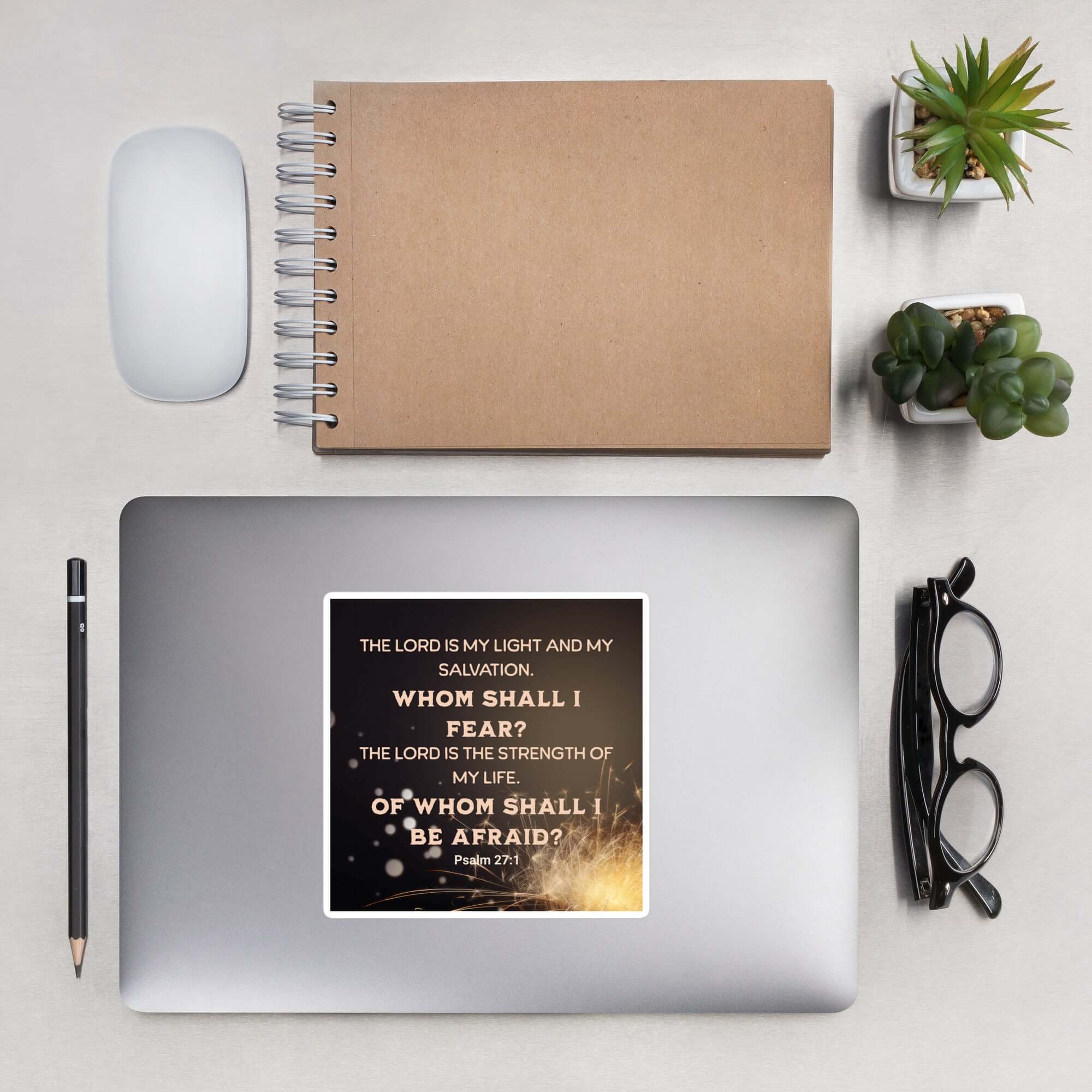 Psalm 27:1 Bible Verse, The LORD is My Light Kiss-Cut Stickers Stationery 5.5″×5.5″