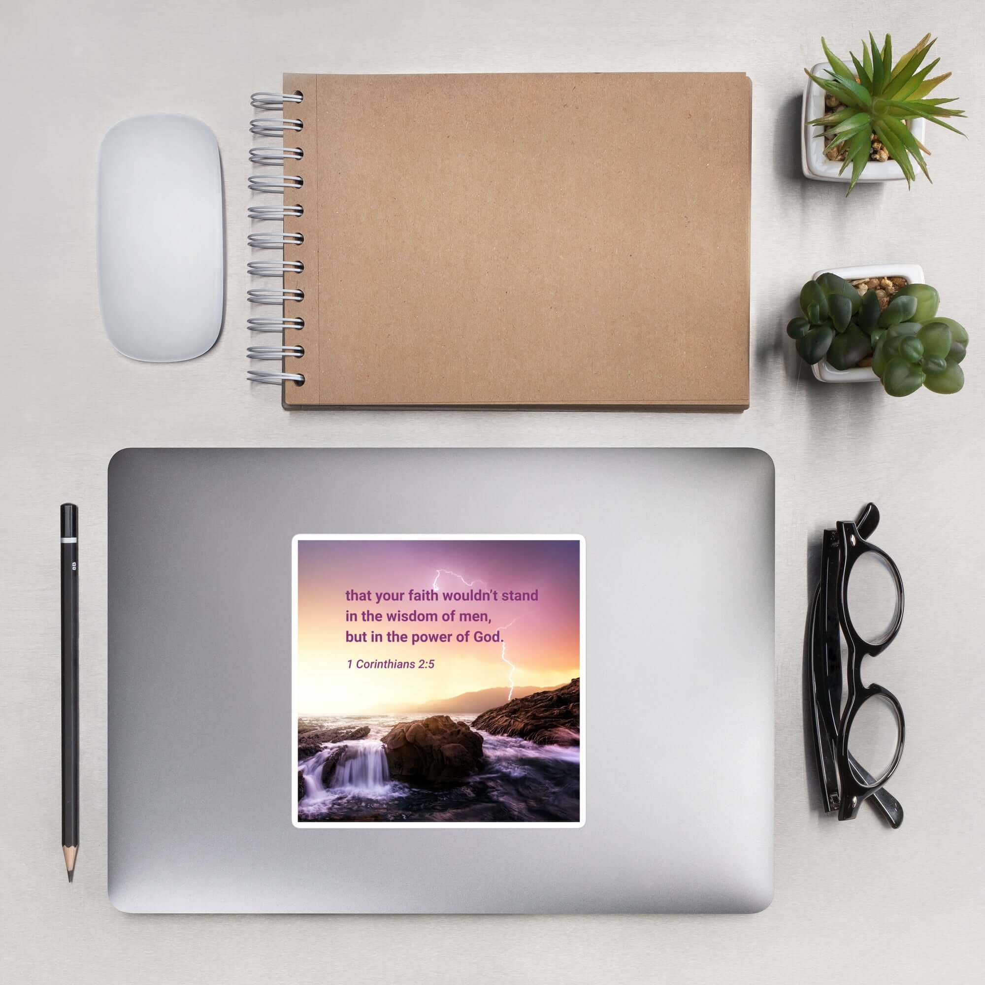 1 Corinthians 2:5 Bible Verse, power of God Kiss-Cut Sticker Stationery 5.5″×5.5″