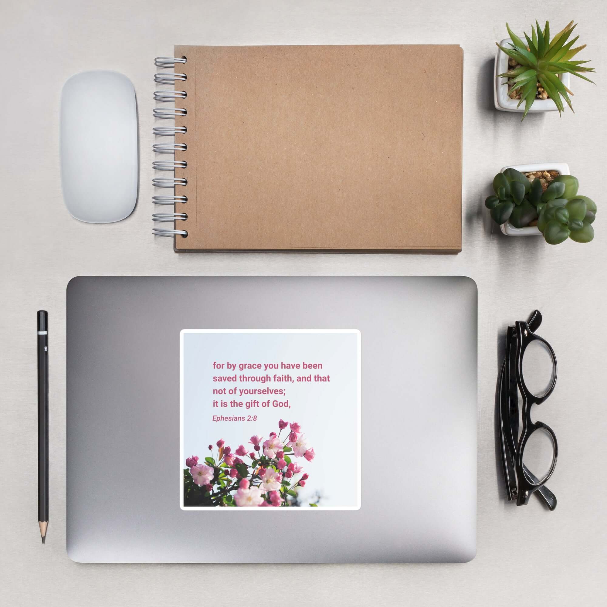 Ephesians 2:8 Bible Verse, saved through faith Kiss-Cut Sticker Stationery 5.5″×5.5″