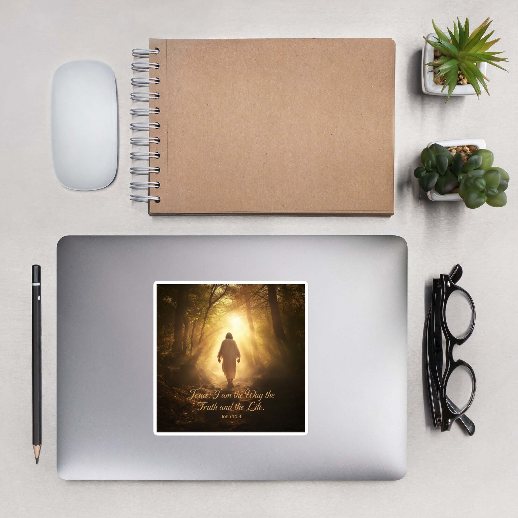 John 14:6 Bible Verse, Forest Image Kiss-Cut Sticker Stationery 5.5″×5.5″