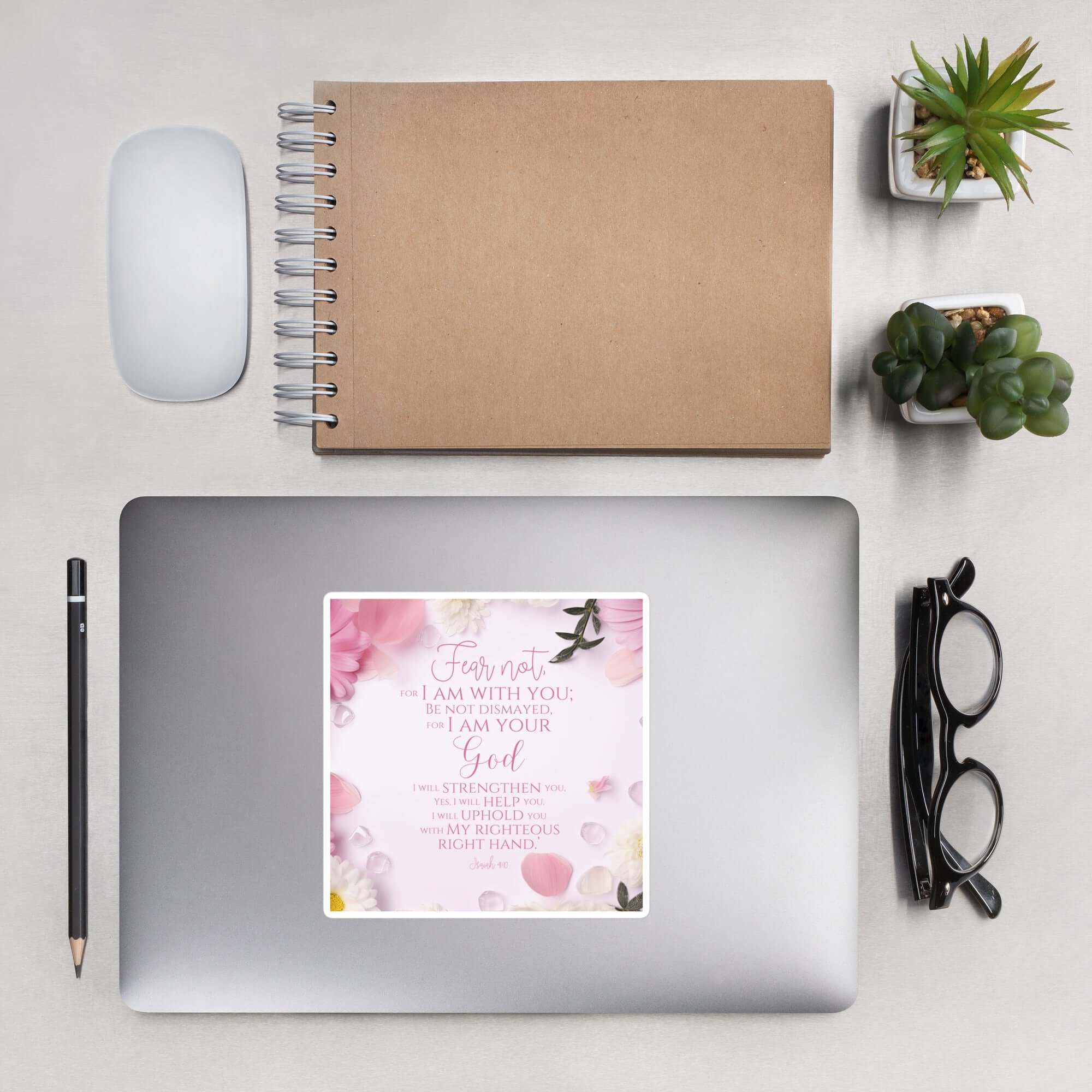 Isaiah 41:10 Bible Verse, God will strengthen you Kiss-Cut Sticker Stationery 5.5″×5.5″