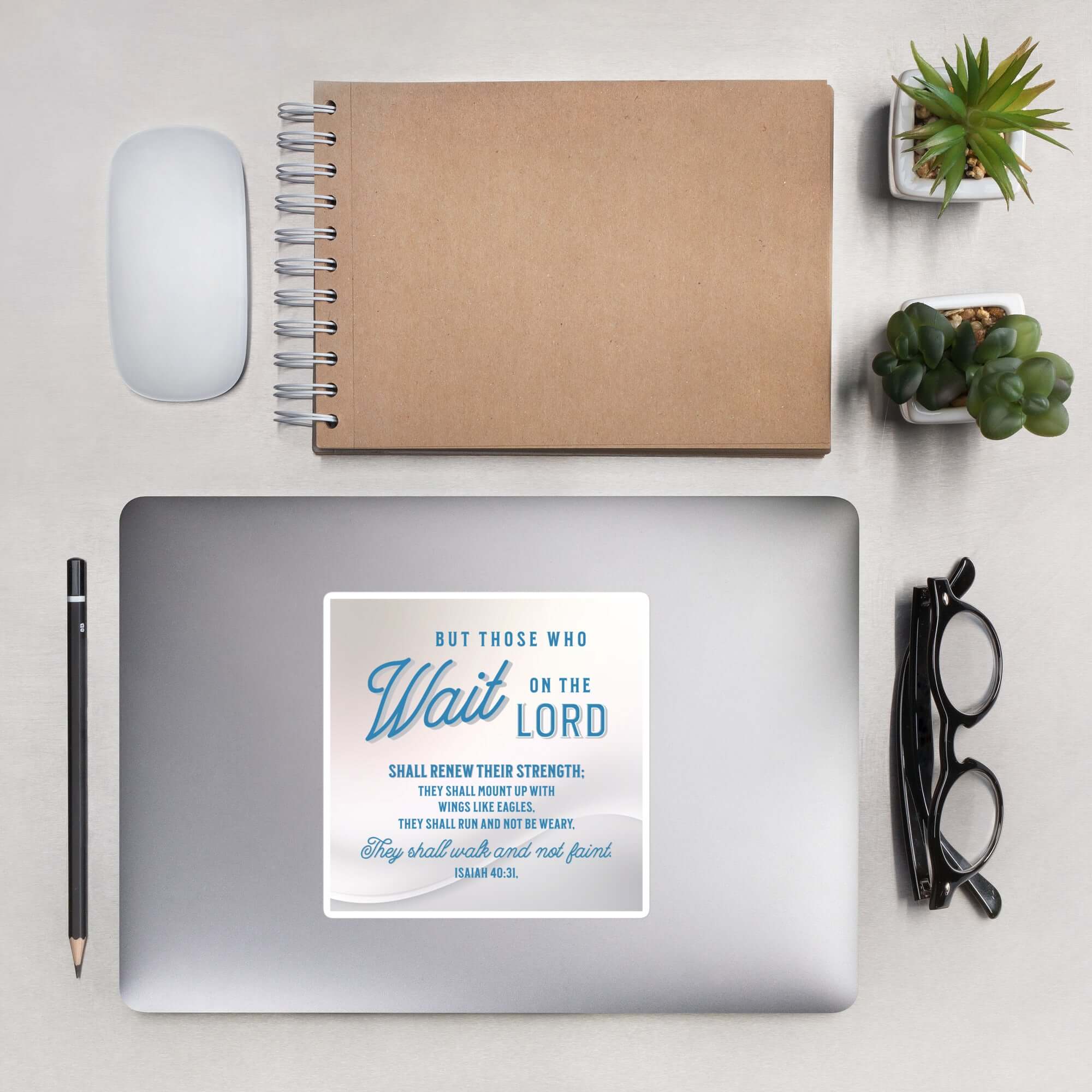 Isaiah 40:31 Bible Verse, Wings like Eagles Kiss-Cut Sticker Stationery 5.5″×5.5″