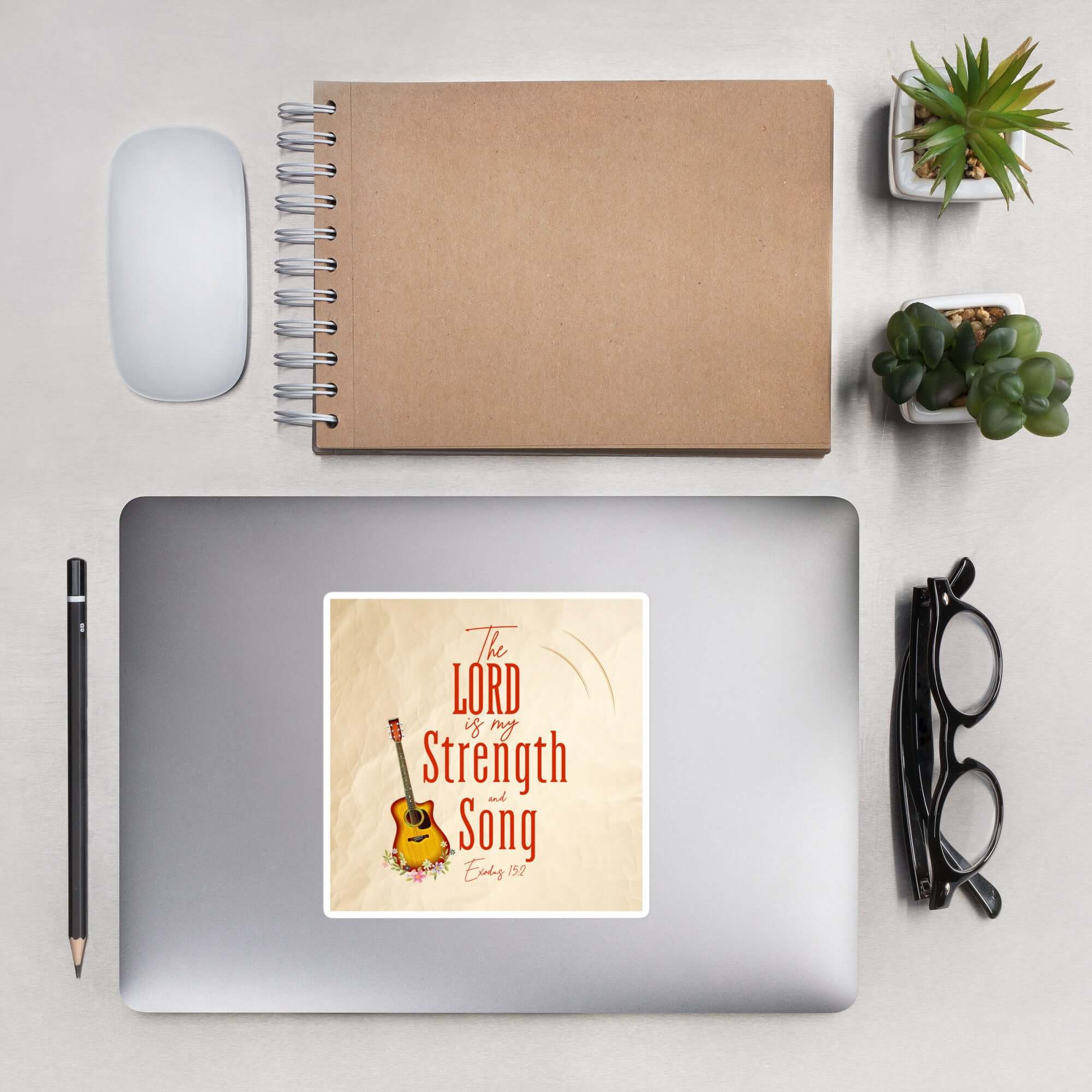 Exodus 15:2 Bible Verse, The LORD is my strength Kiss-Cut Sticker Stationery 5.5″×5.5″
