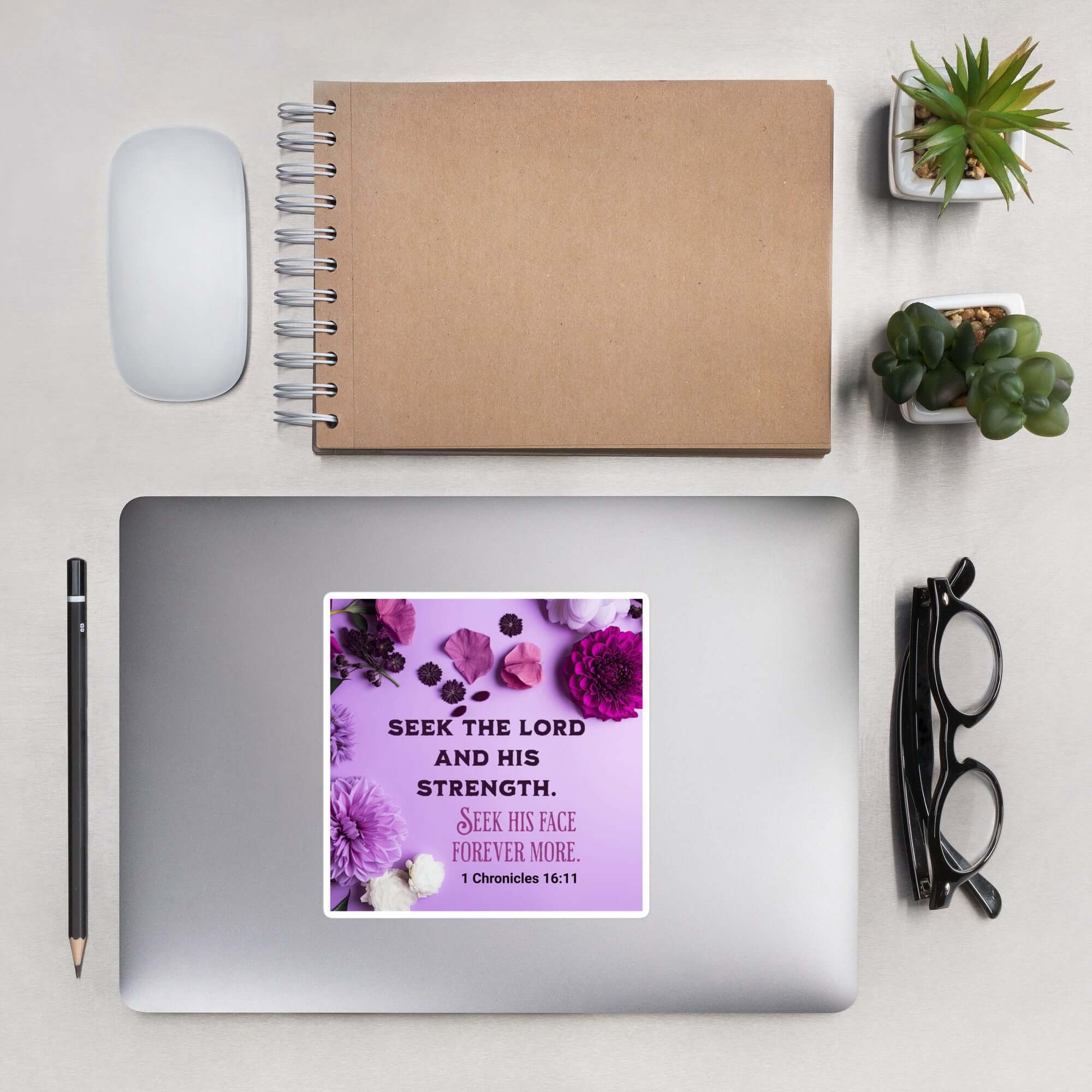 1 Chronicles 16:11 Bible Verse, Seek the LORD Kiss-Cut Sticker Stationery 5.5″×5.5″