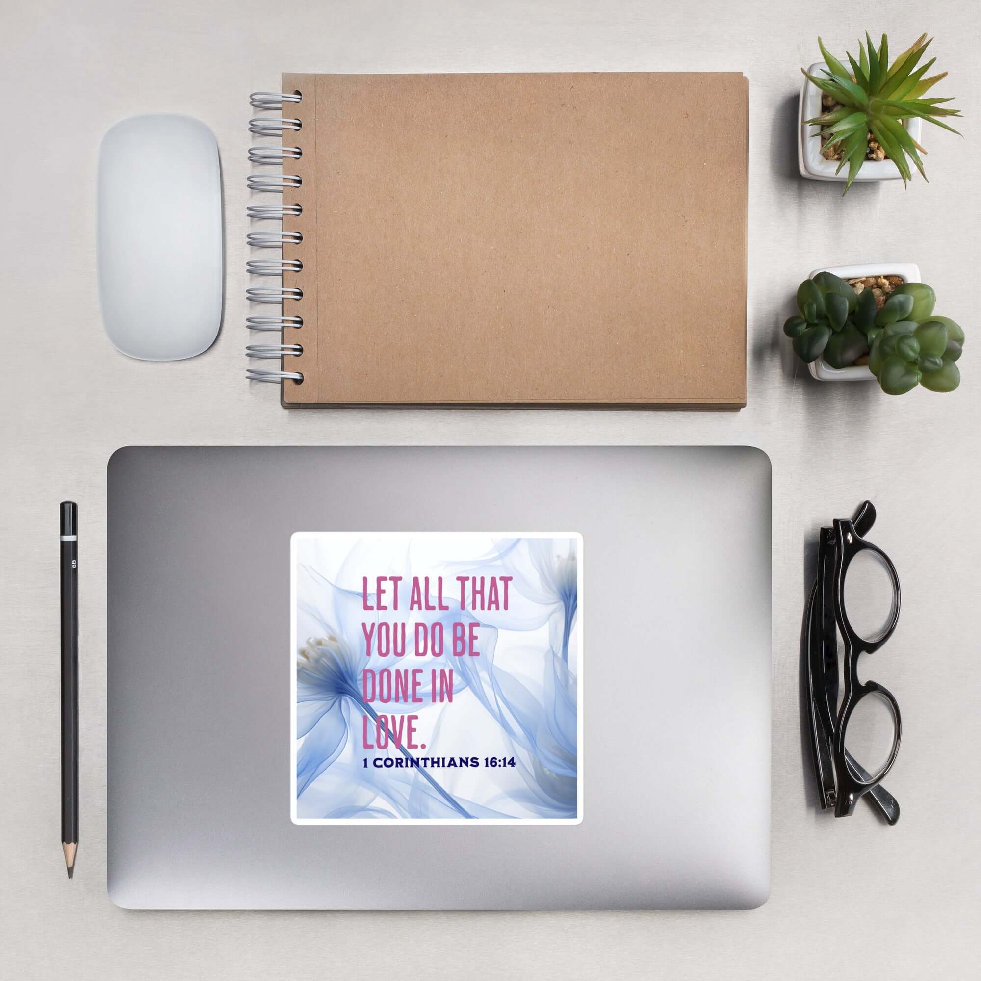 1 Corinthians 16:14 Bible Verse, Do it in Love Kiss-Cut Sticker Stationery 5.5″×5.5″