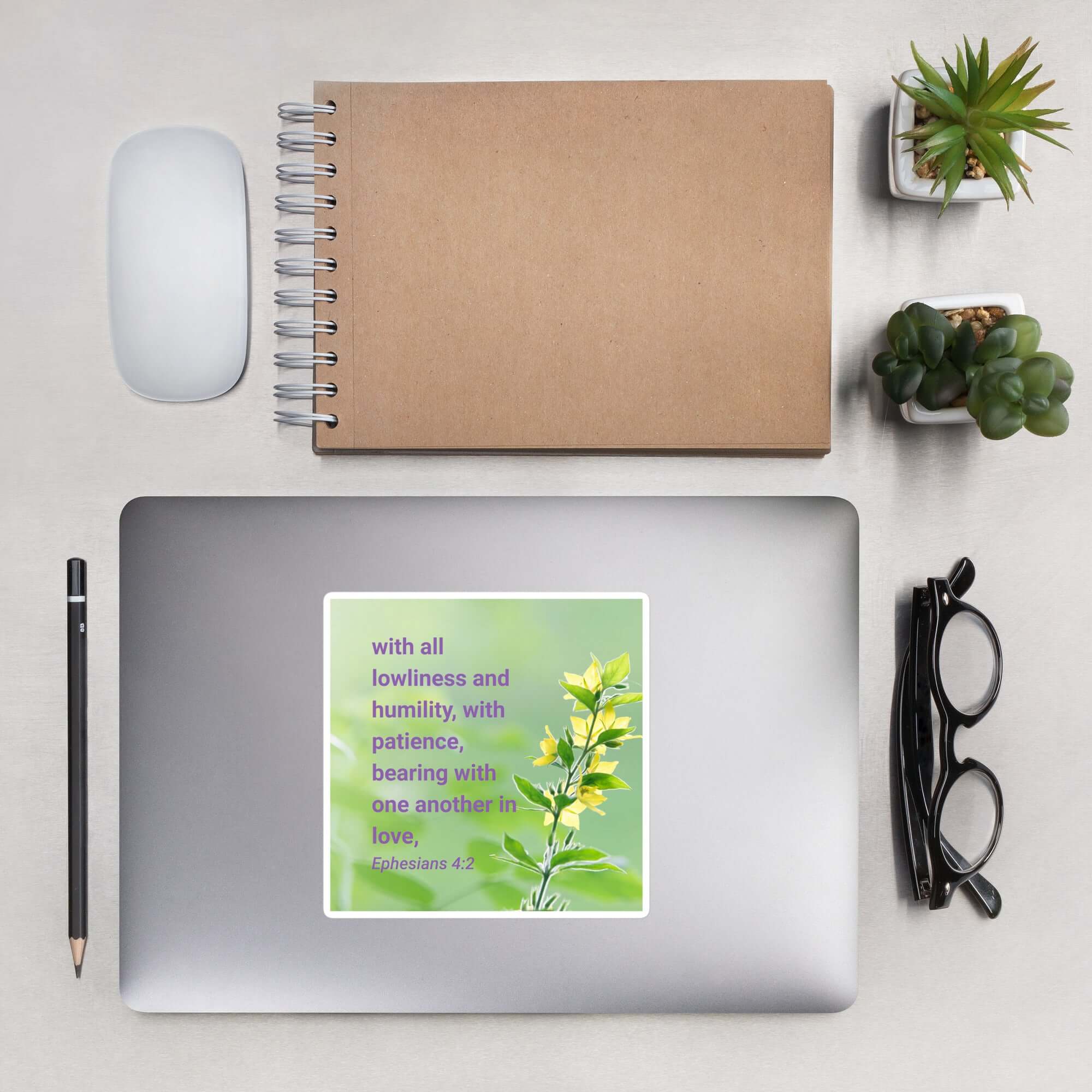 Ephesians 4:2 Bible Verse, one another in love Kiss-Cut Stickers Stationery 5.5″×5.5″