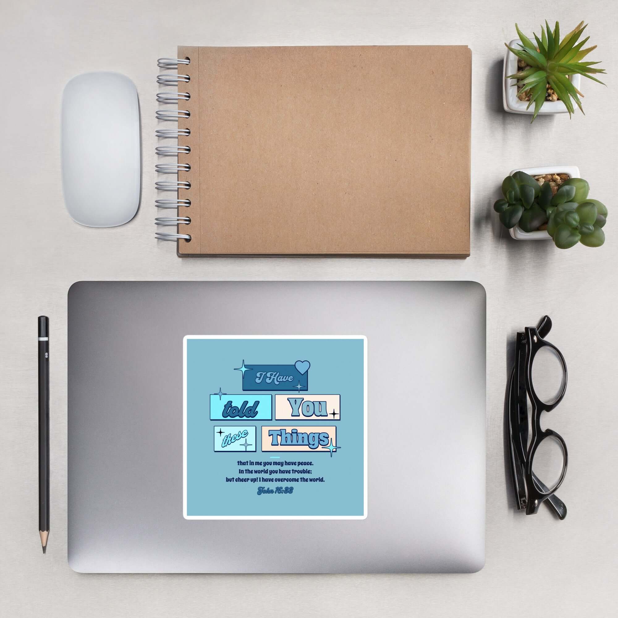 John 16:33 Bible Verse, in me you may have peace Kiss-Cut Sticker Stationery 5.5″×5.5″