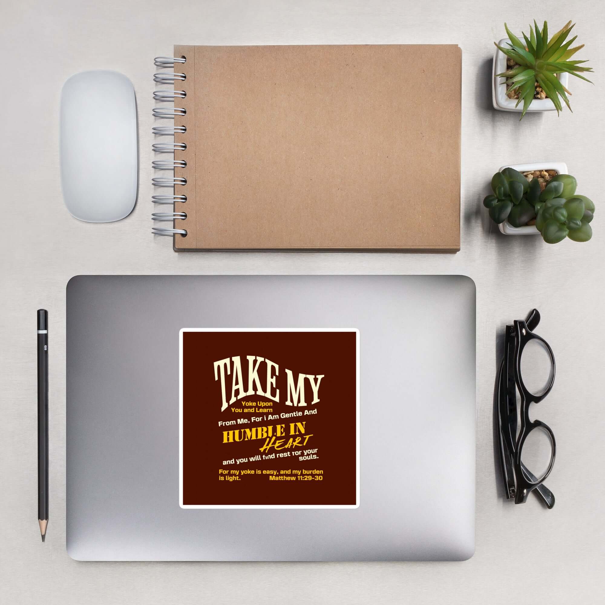Matthew 11:29-30 Bible Verse, learn from me Kiss-Cut Sticker Stationery 5.5″×5.5″