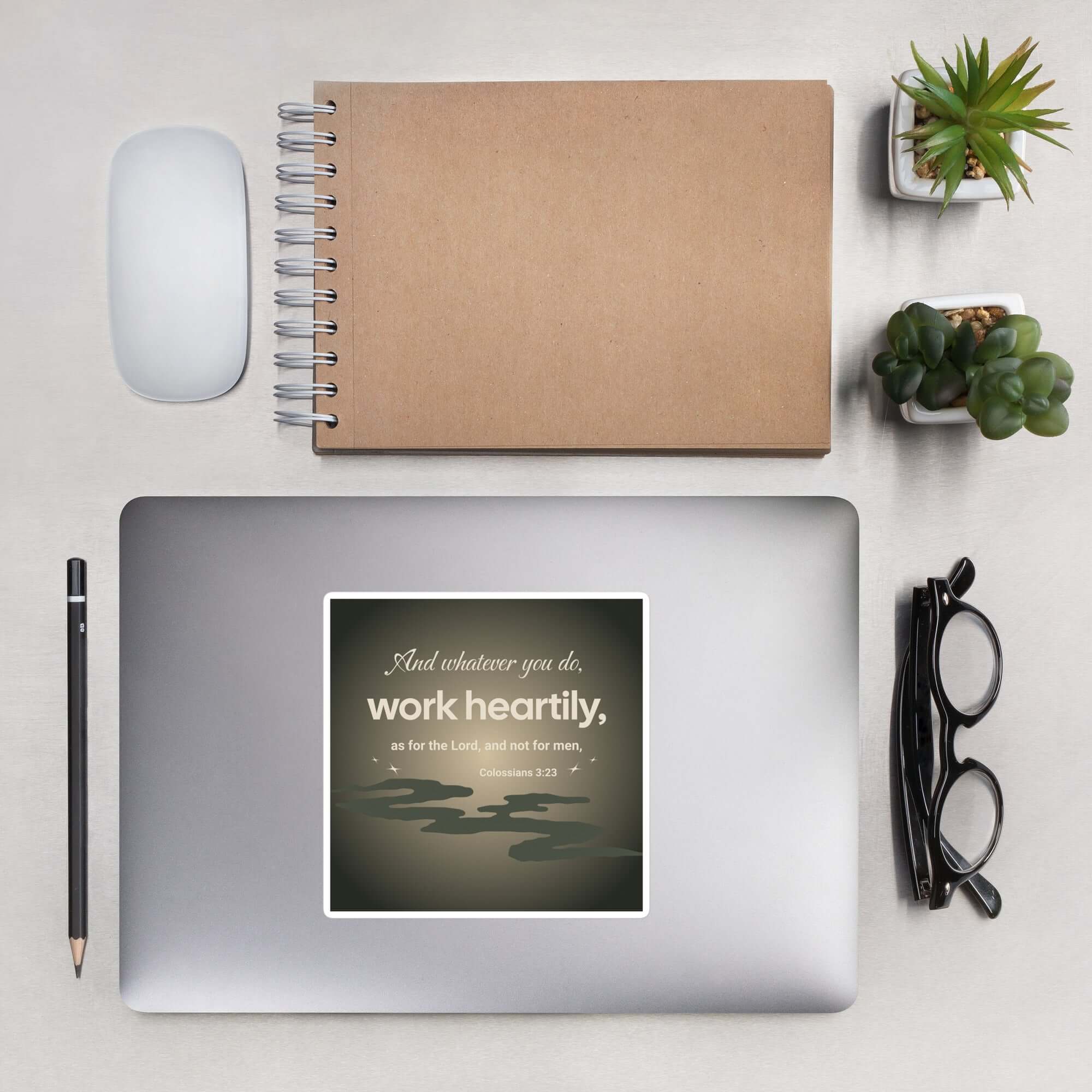 Colossians 3:23 Bible Verse, as for the Lord Kiss-Cut Sticker Stationery 5.5″×5.5″