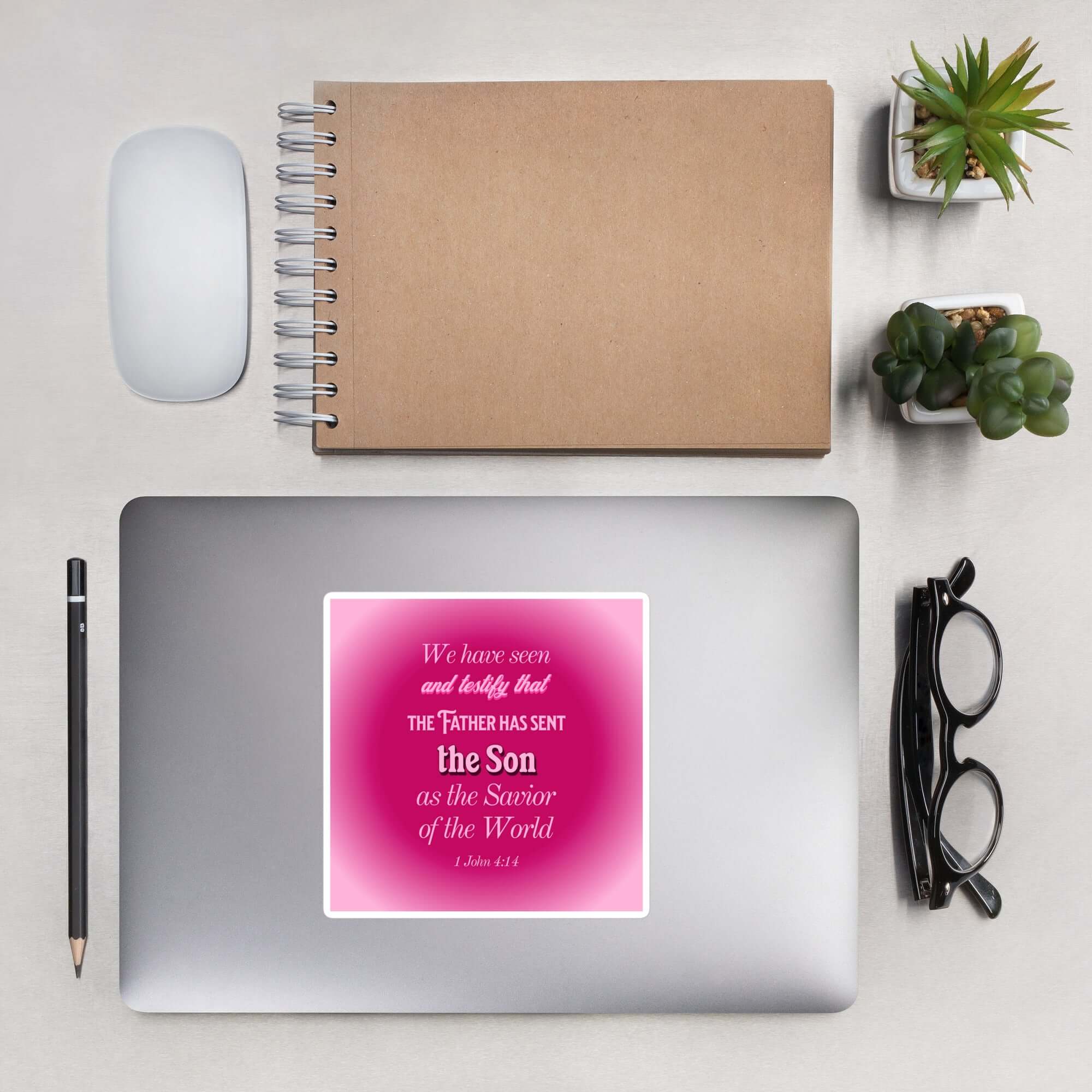 1 John 4:14 Bible Verse, that the Father Kiss-Cut Sticker Stationery 5.5″×5.5″