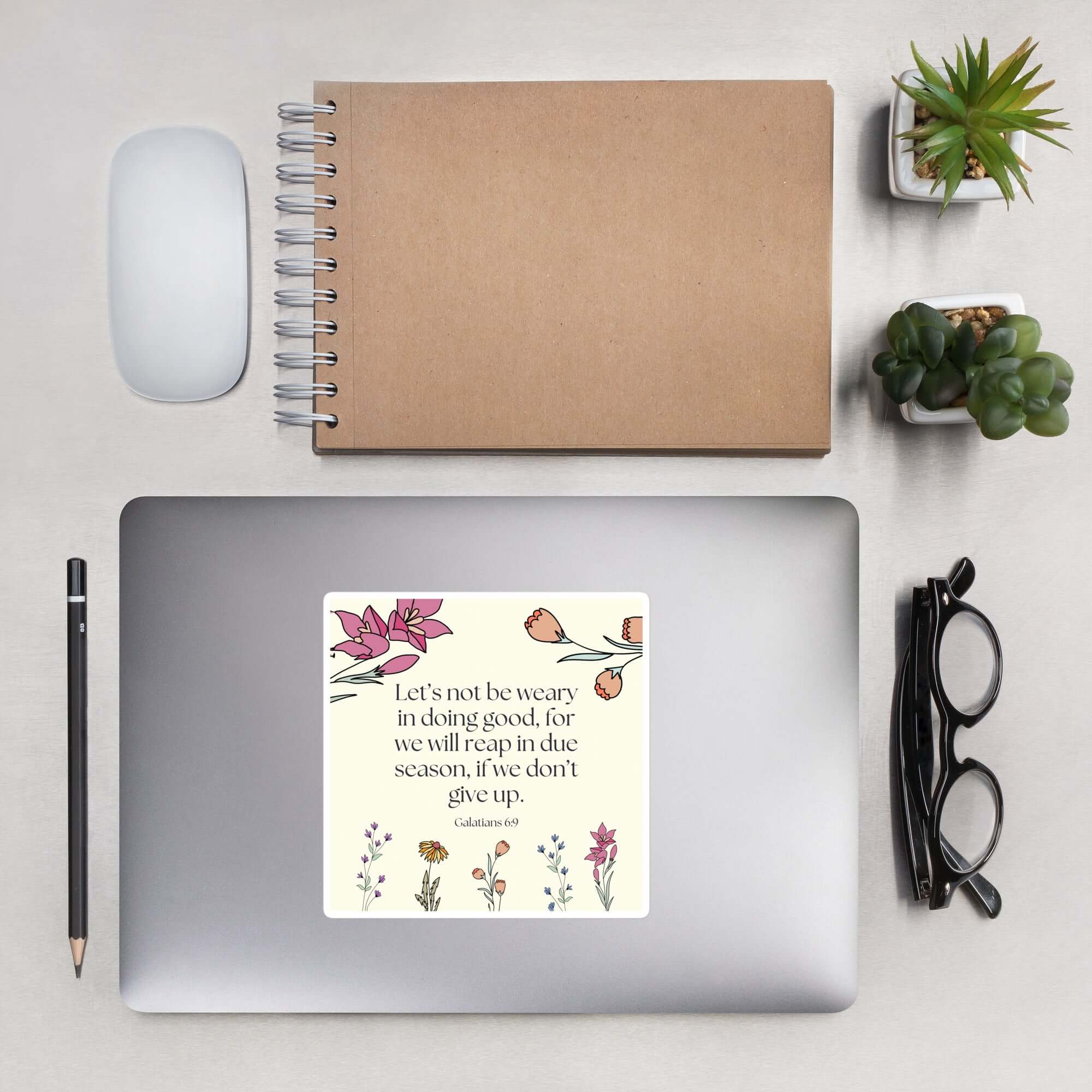 Galatians 6:9 Bible Verse, in doing good Kiss-Cut Sticker Stationery 5.5″×5.5″