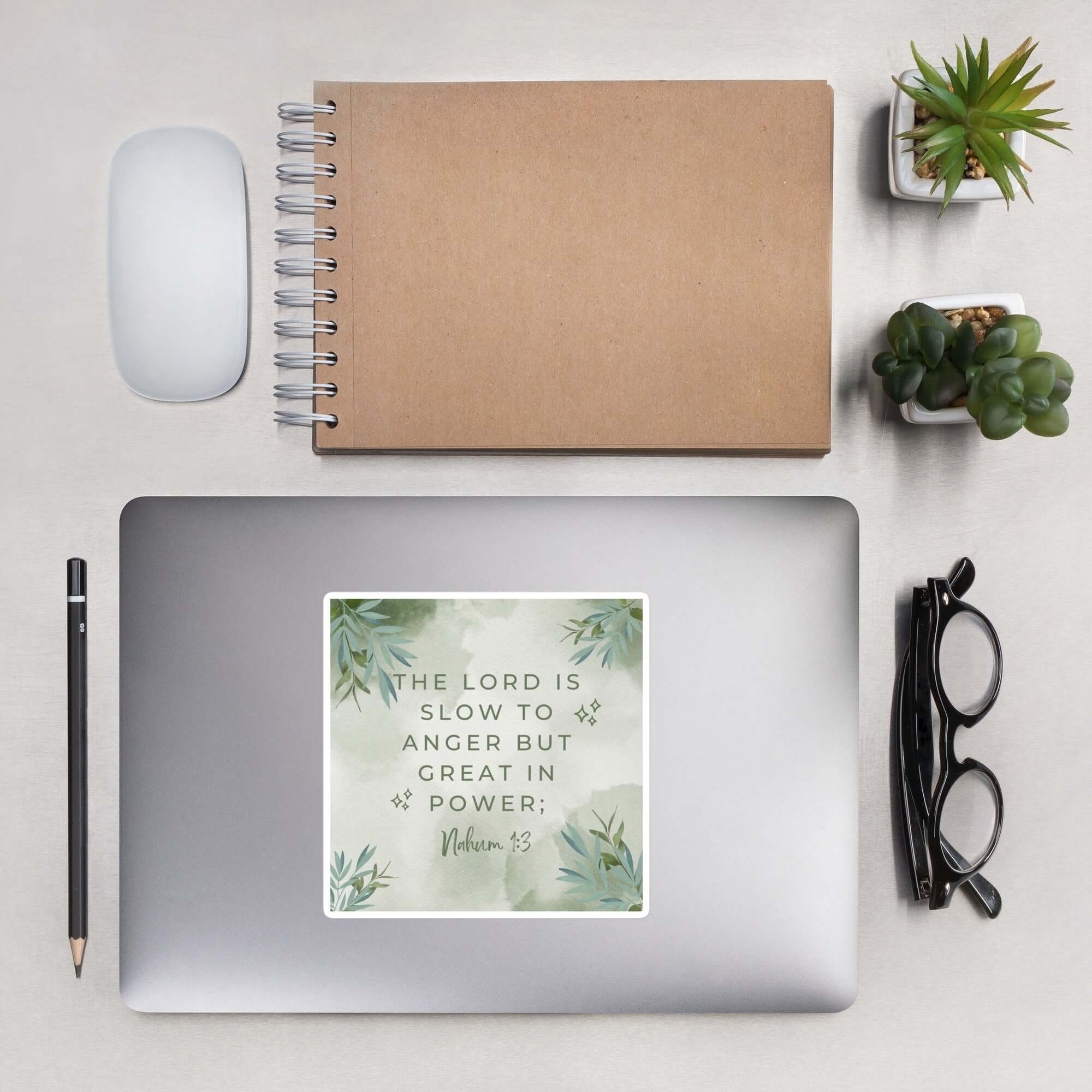 Nahum 1:3 Bible Verse, The Lord is slow Kiss-Cut Sticker Stationery 5.5″×5.5″