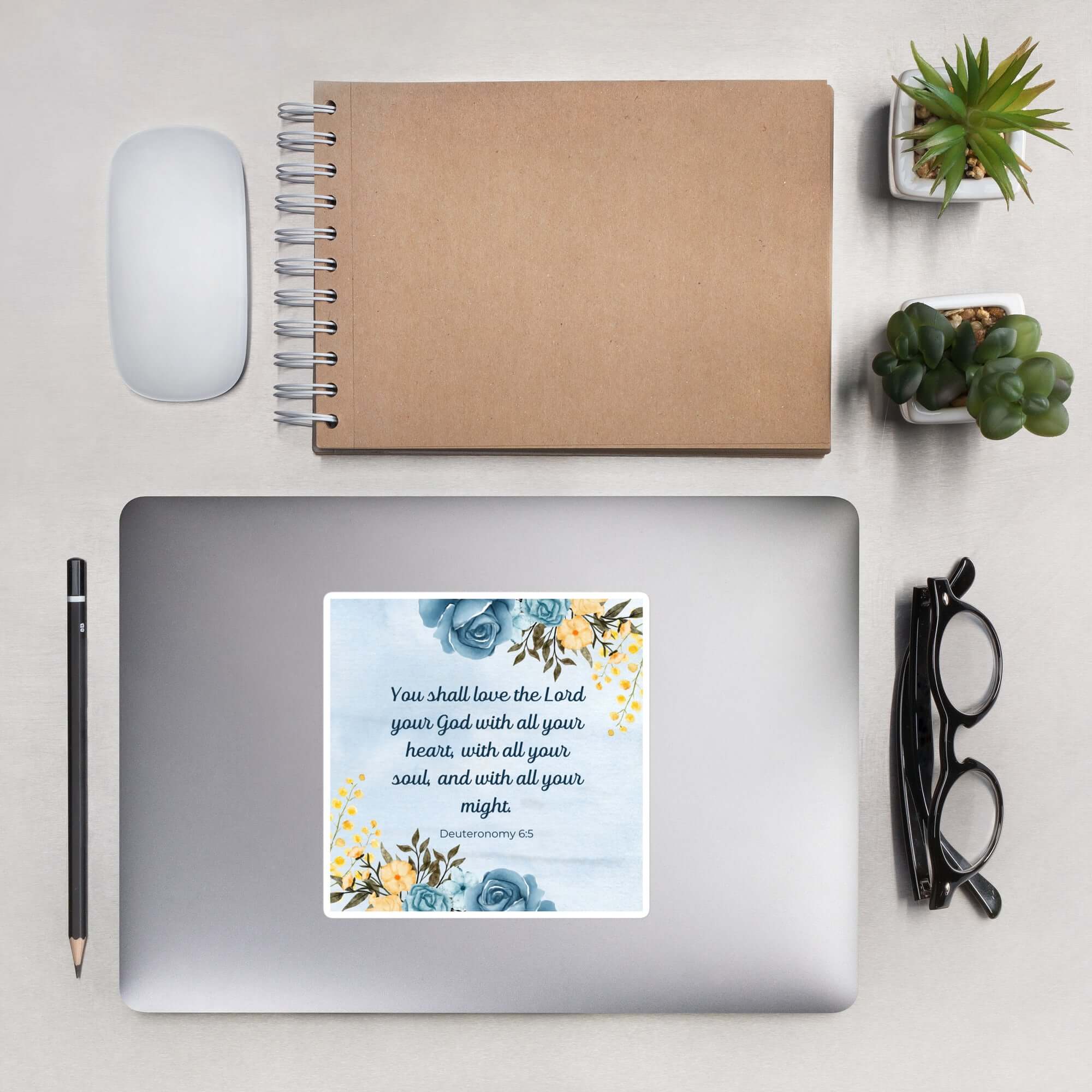 Deuteronomy 6:5 Bible Verse, You shall love Kiss-Cut Sticker Stationery 5.5″×5.5″