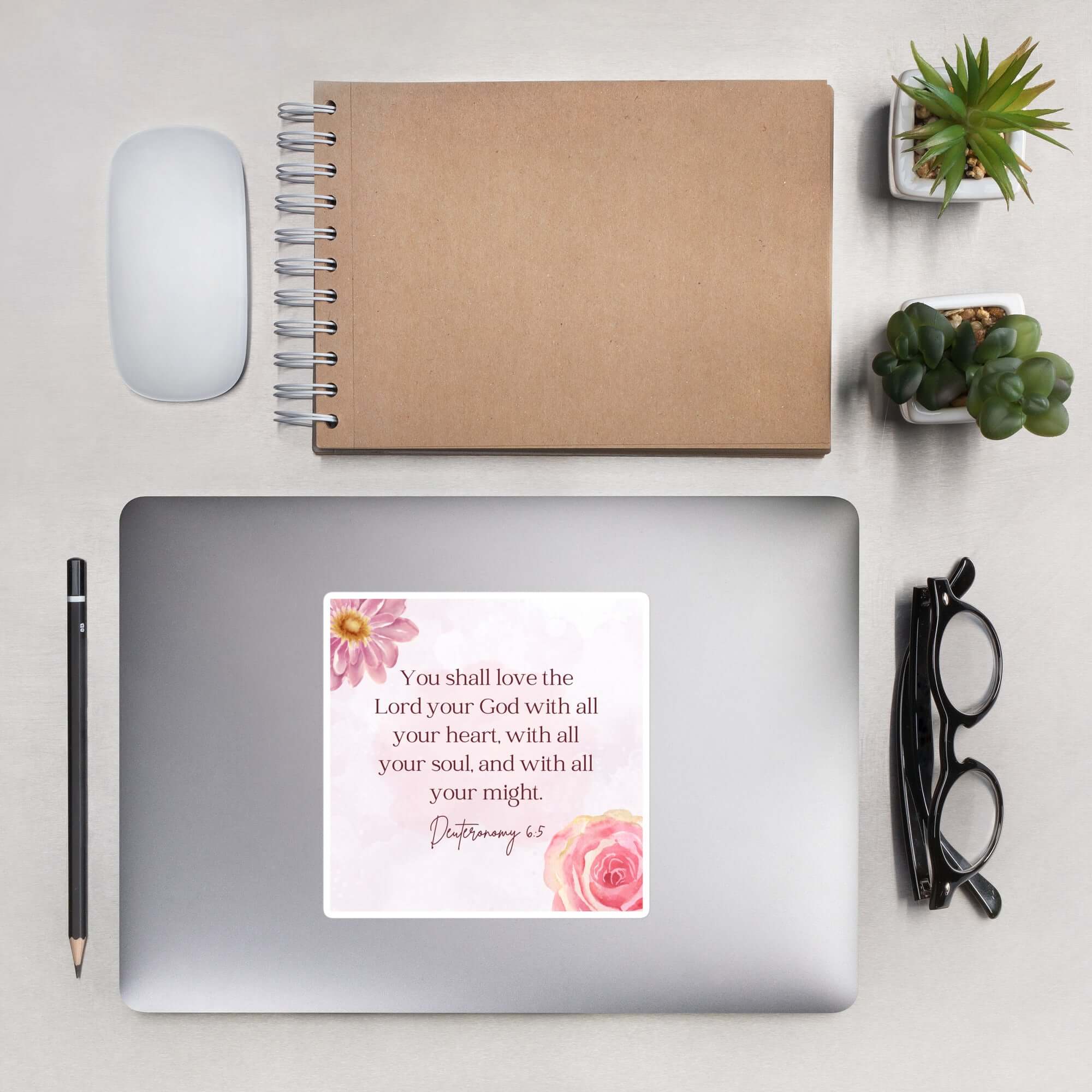 Deuteronomy 6:5 Bible Verse, the Lord Kiss-Cut Sticker Stationery 5.5″×5.5″