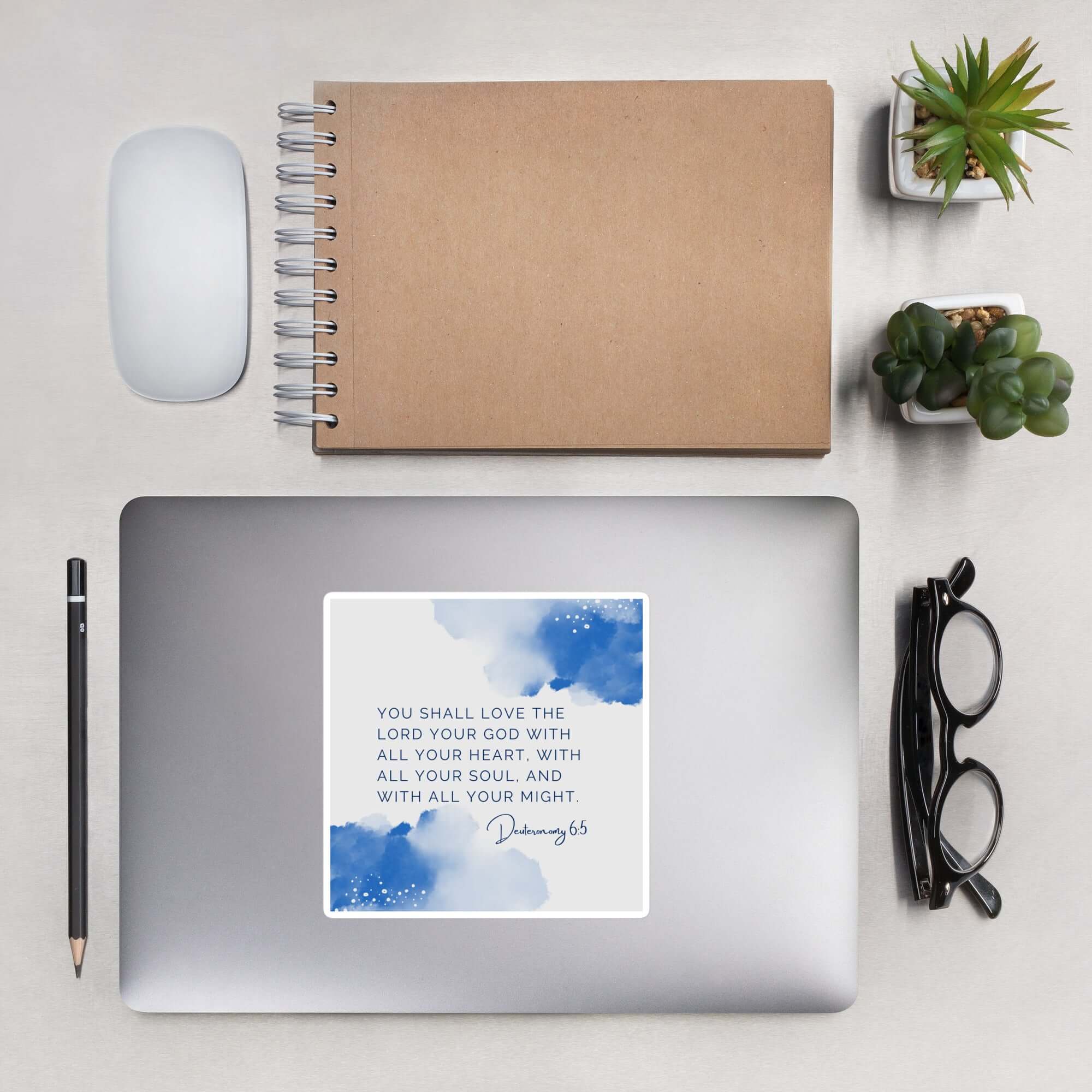 Deuteronomy 6:5 Bible Verse, your God Kiss-Cut Sticker Stationery 5.5″×5.5″