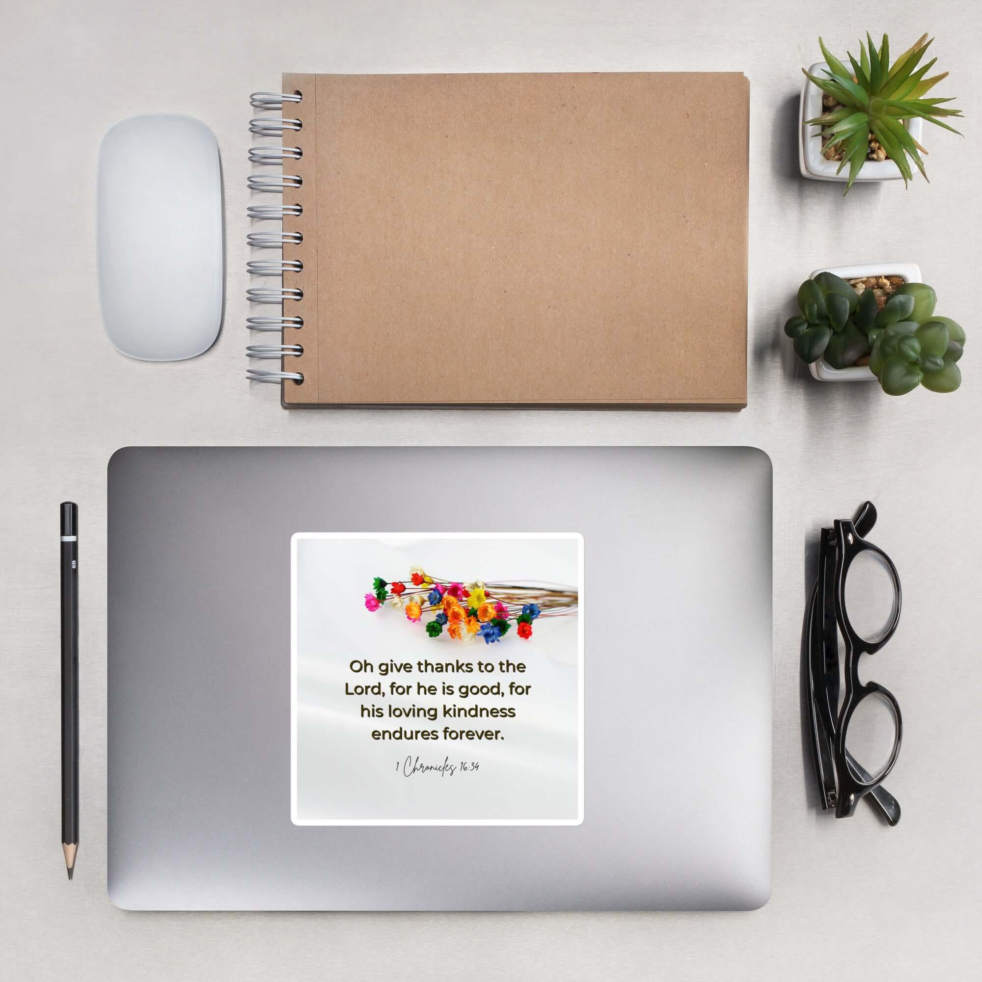 1 Chronicles 16:34 Bible Verse, give thanks Kiss-Cut Sticker Stationery 5.5″×5.5″