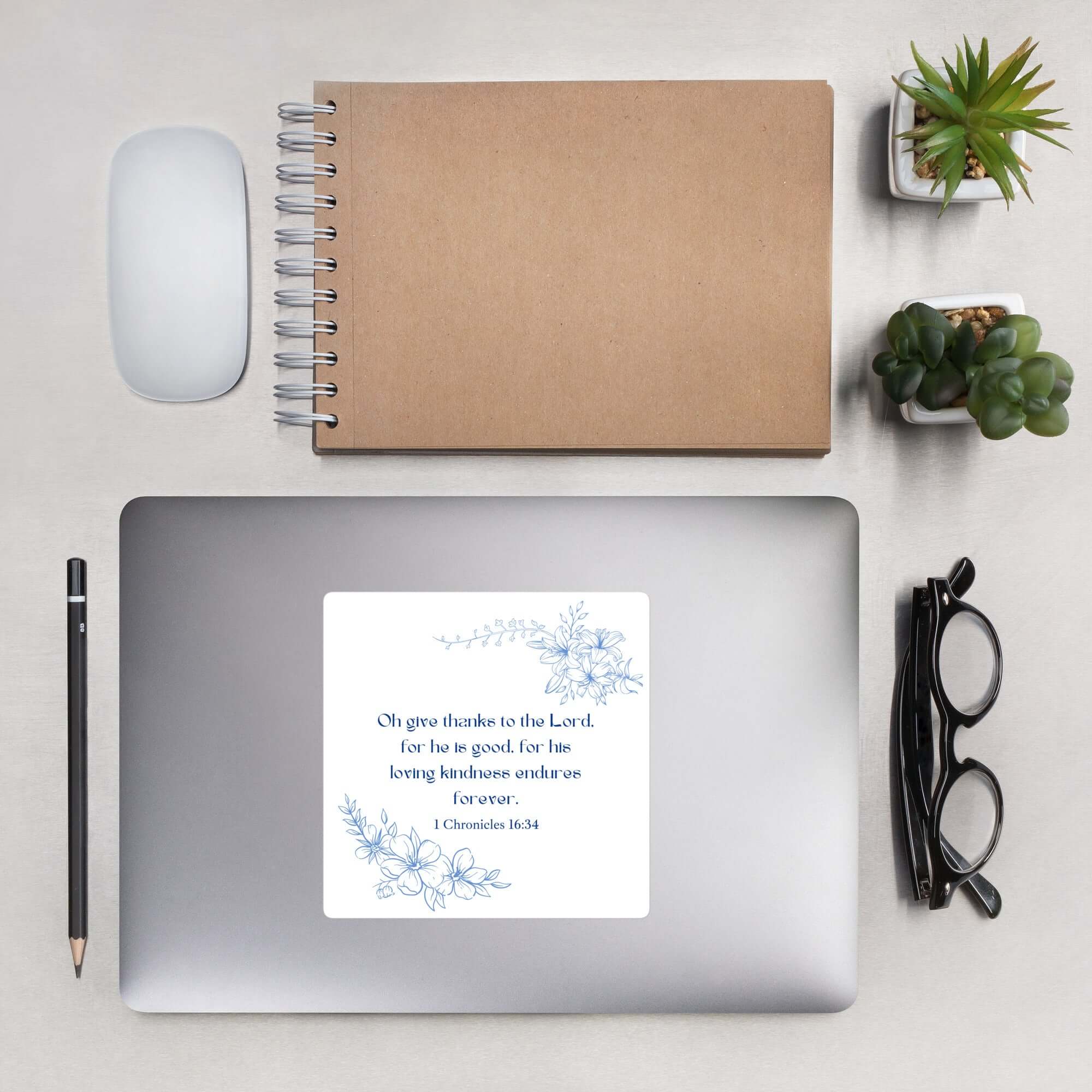 1 Chronicles 16:34 Bible Verse, to the Lord Kiss-Cut Sticker Stationery 5.5″×5.5″