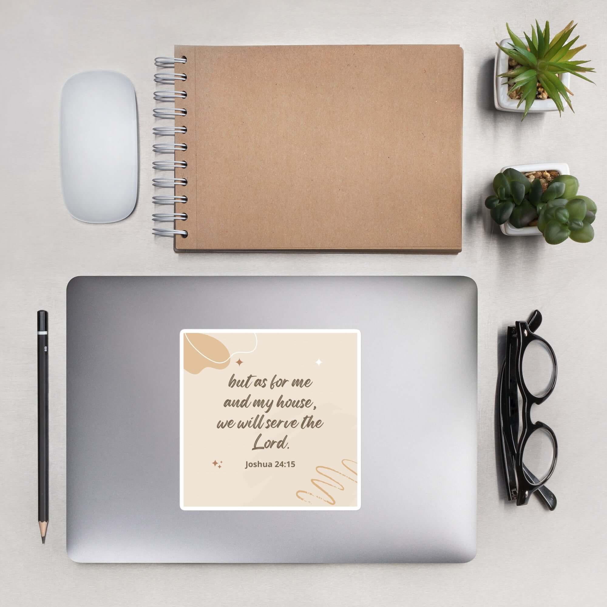 Joshua 24:15 Bible Verse, will serve Kiss-Cut Sticker Stationery 5.5″×5.5″
