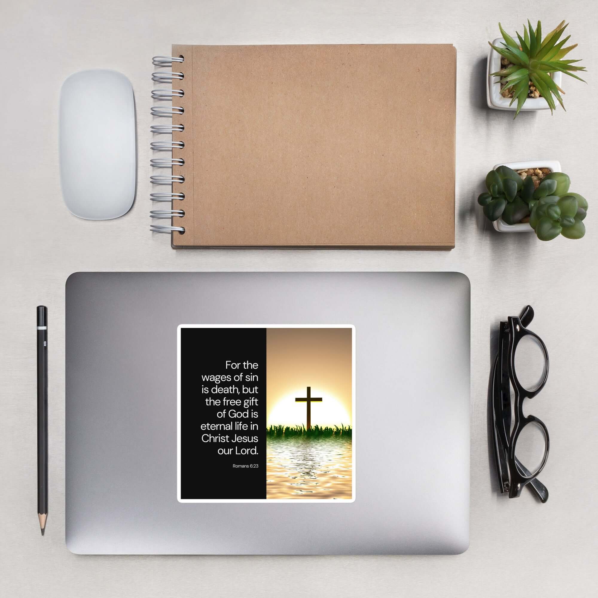 Romans 6:23 Bible Verse, the wages Kiss-Cut Sticker Stationery 5.5″×5.5″