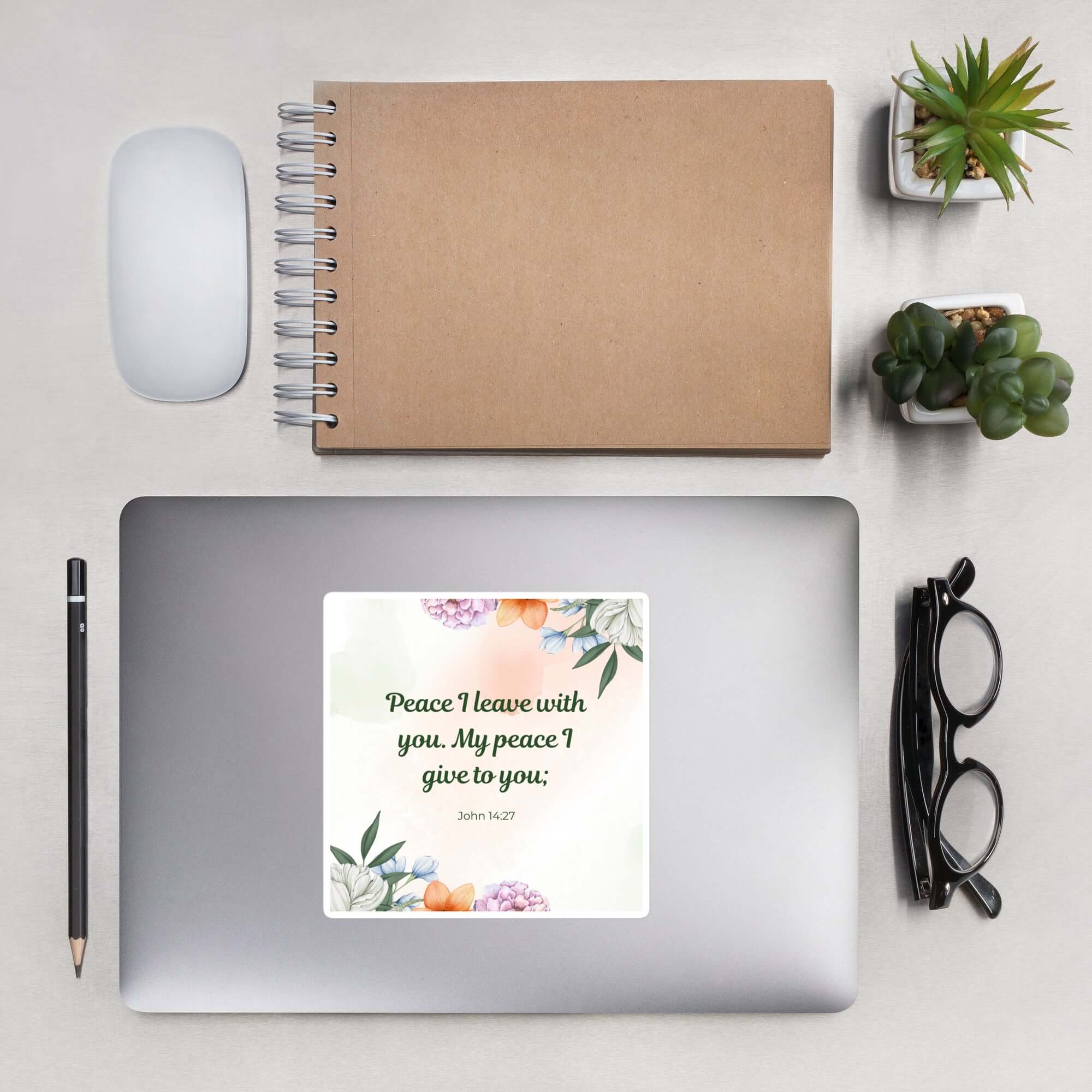 John 14:27 Bible Verse, with you Kiss-Cut Sticker Stationery 5.5″×5.5″