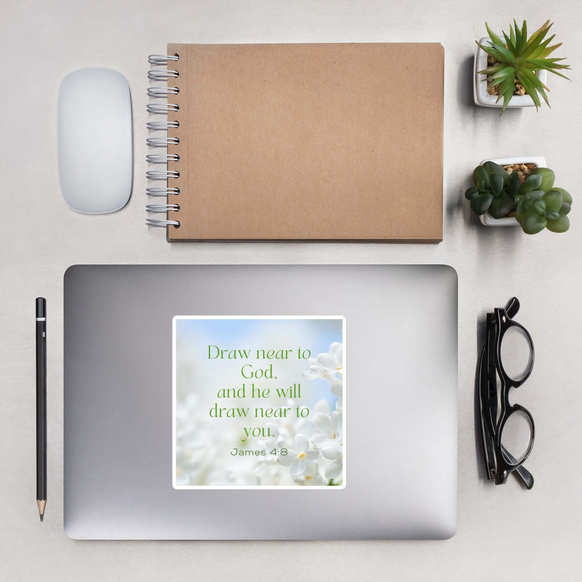 James 4:8 Bible Verse, Draw near Kiss-Cut Sticker Stationery 5.5″×5.5″