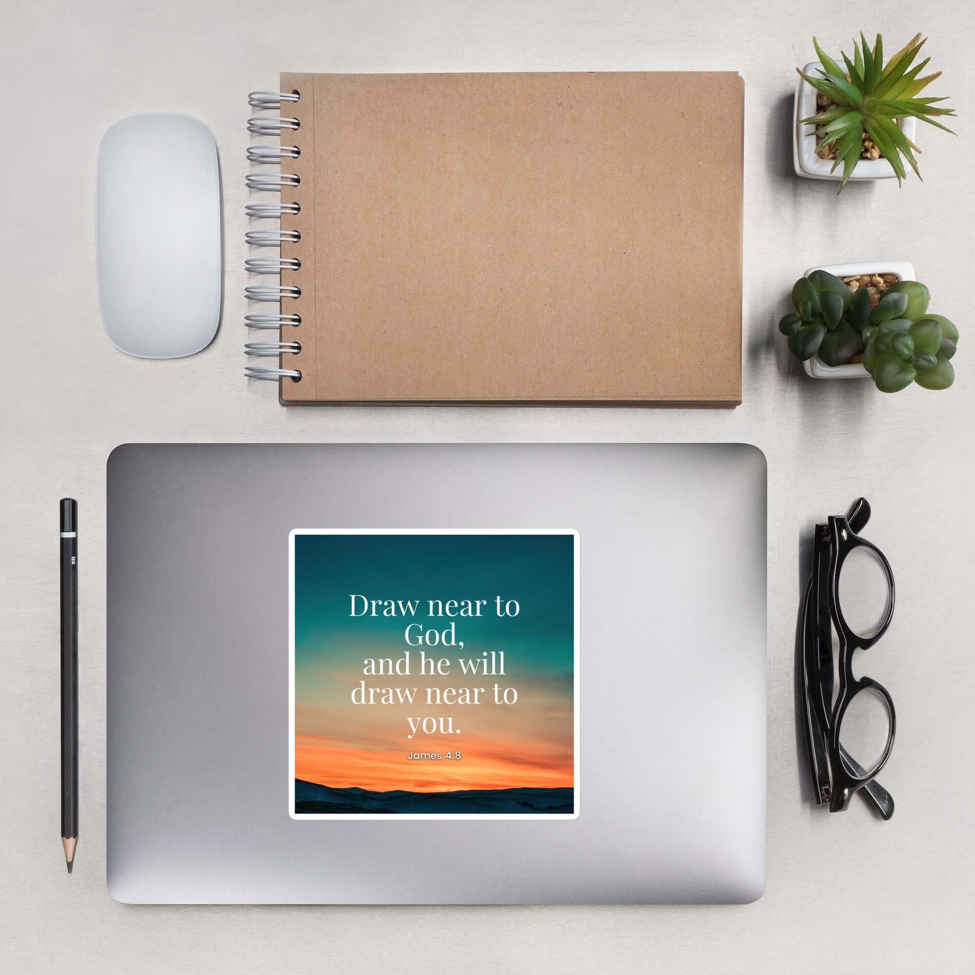 James 4:8 Bible Verse, near to God Kiss-Cut Sticker Stationery 5.5″×5.5″