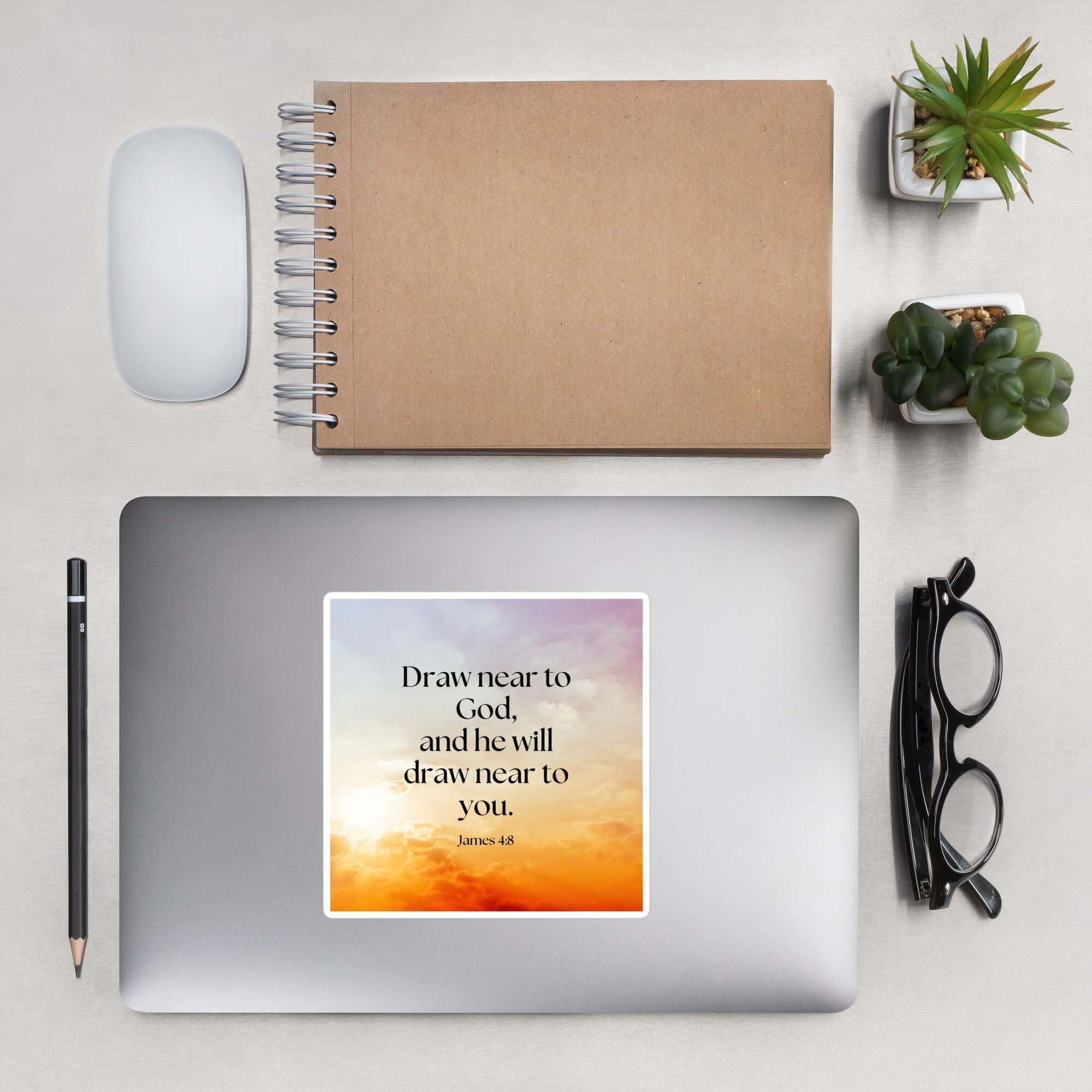 James 4:8 Bible Verse, he will draw Kiss-Cut Sticker Stationery 5.5″×5.5″