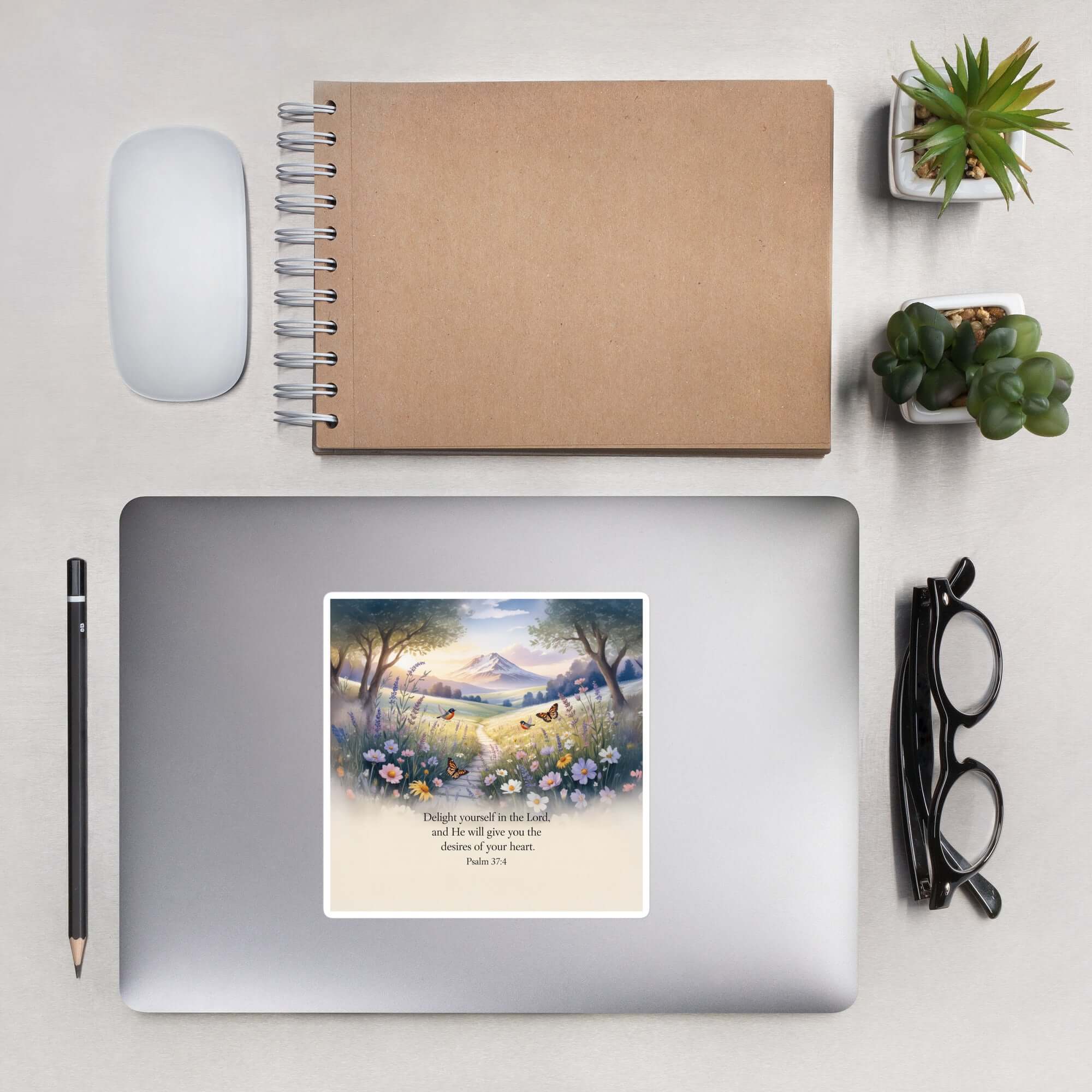 Psalm 37:4 Bible Verse, Delight Kiss-Cut Stickers 5.5″×5.5″