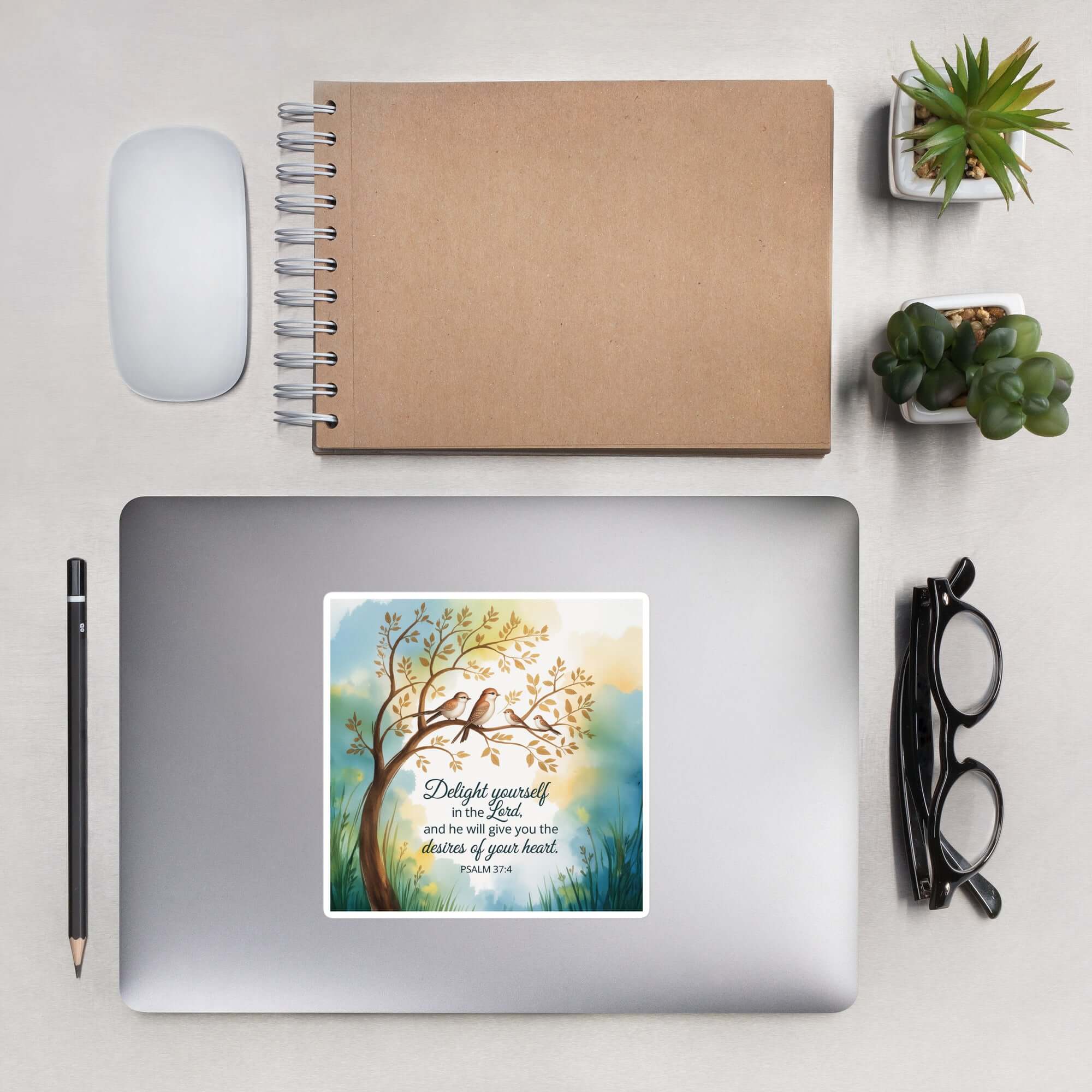 Psalm 37:4 Bible Verse, Yourself Kiss-Cut Sticker 5.5″×5.5″