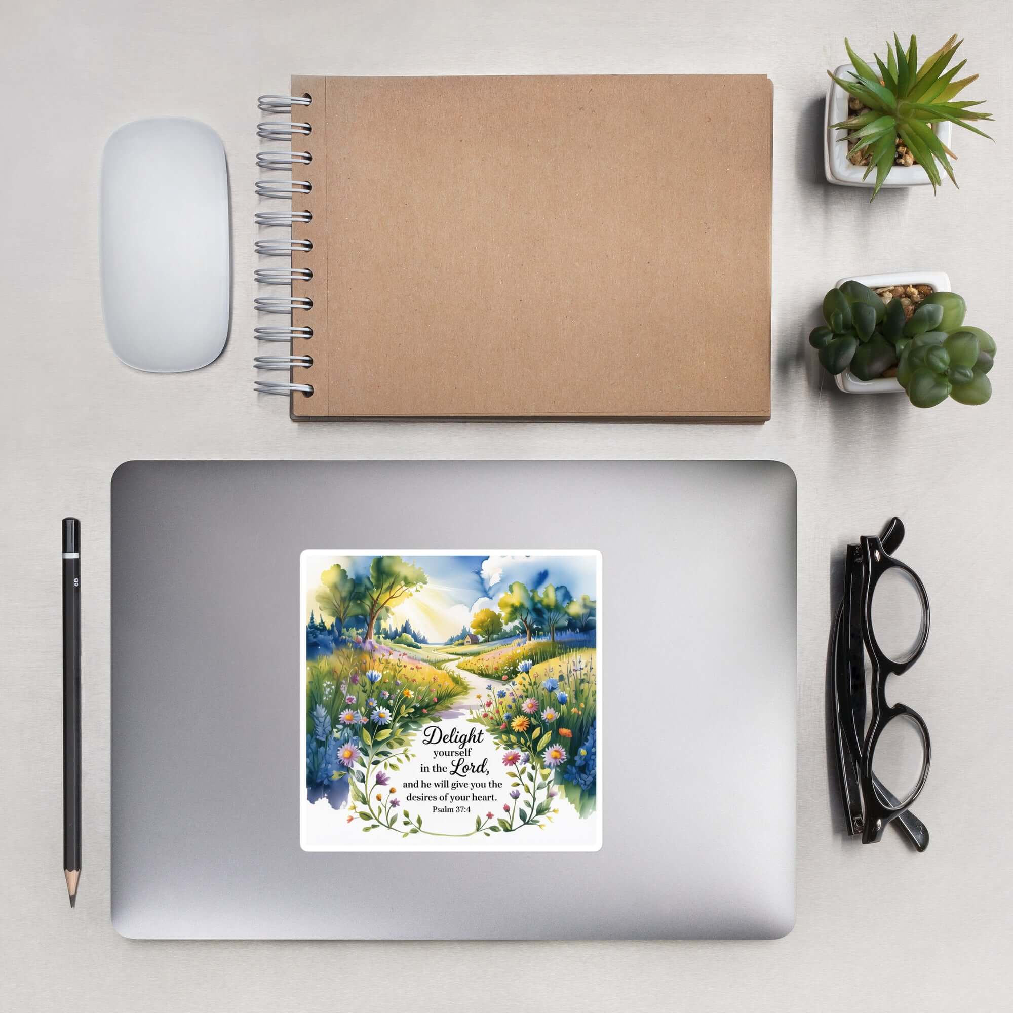 Psalm 37:4 Bible Verse, desires Kiss-Cut Sticker 5.5″×5.5″