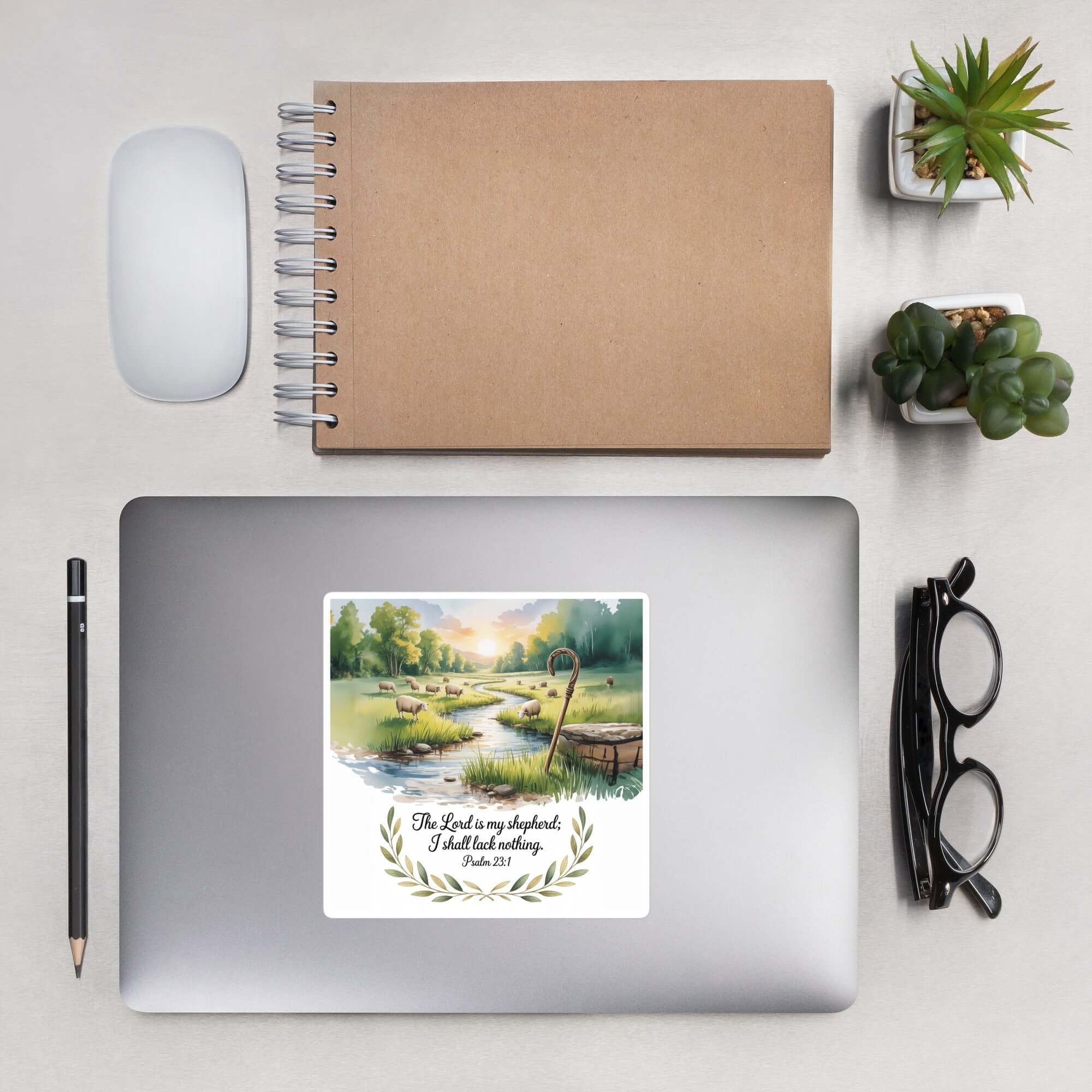 Psalm 23:1 Bible Verse, is my Kiss-Cut Sticker 5.5″×5.5″