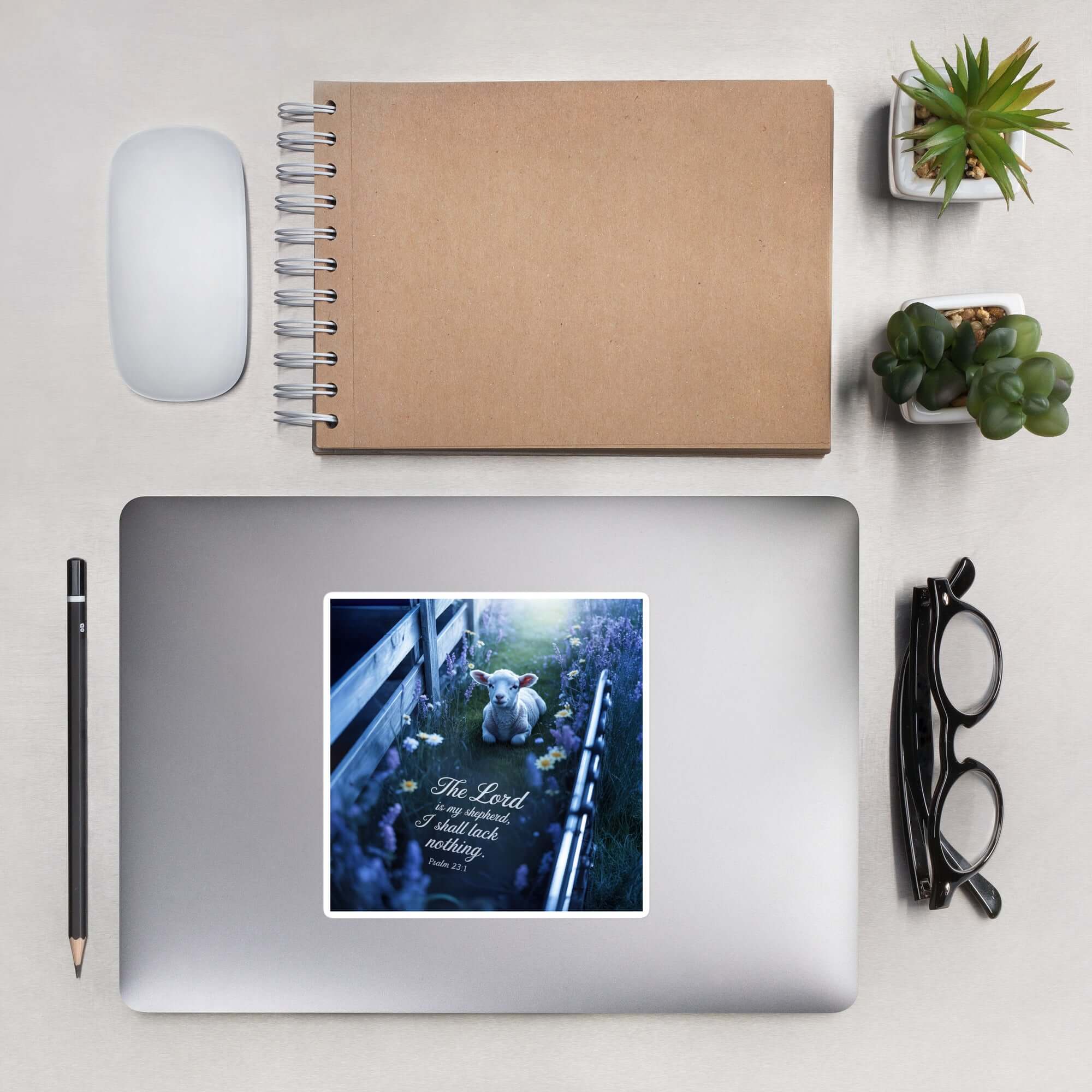 Psalm 23:1 Bible Verse, Shepherd Kiss-Cut Sticker 5.5″×5.5″