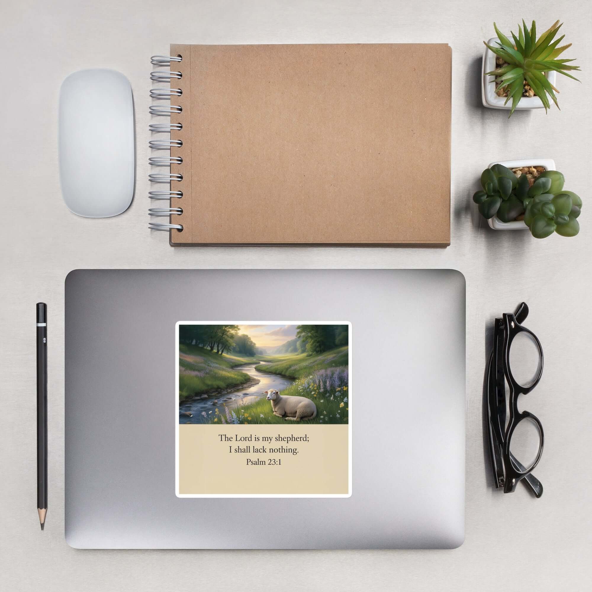 Psalm 23:1 Bible Verse, I shall Kiss-Cut Sticker 5.5″×5.5″