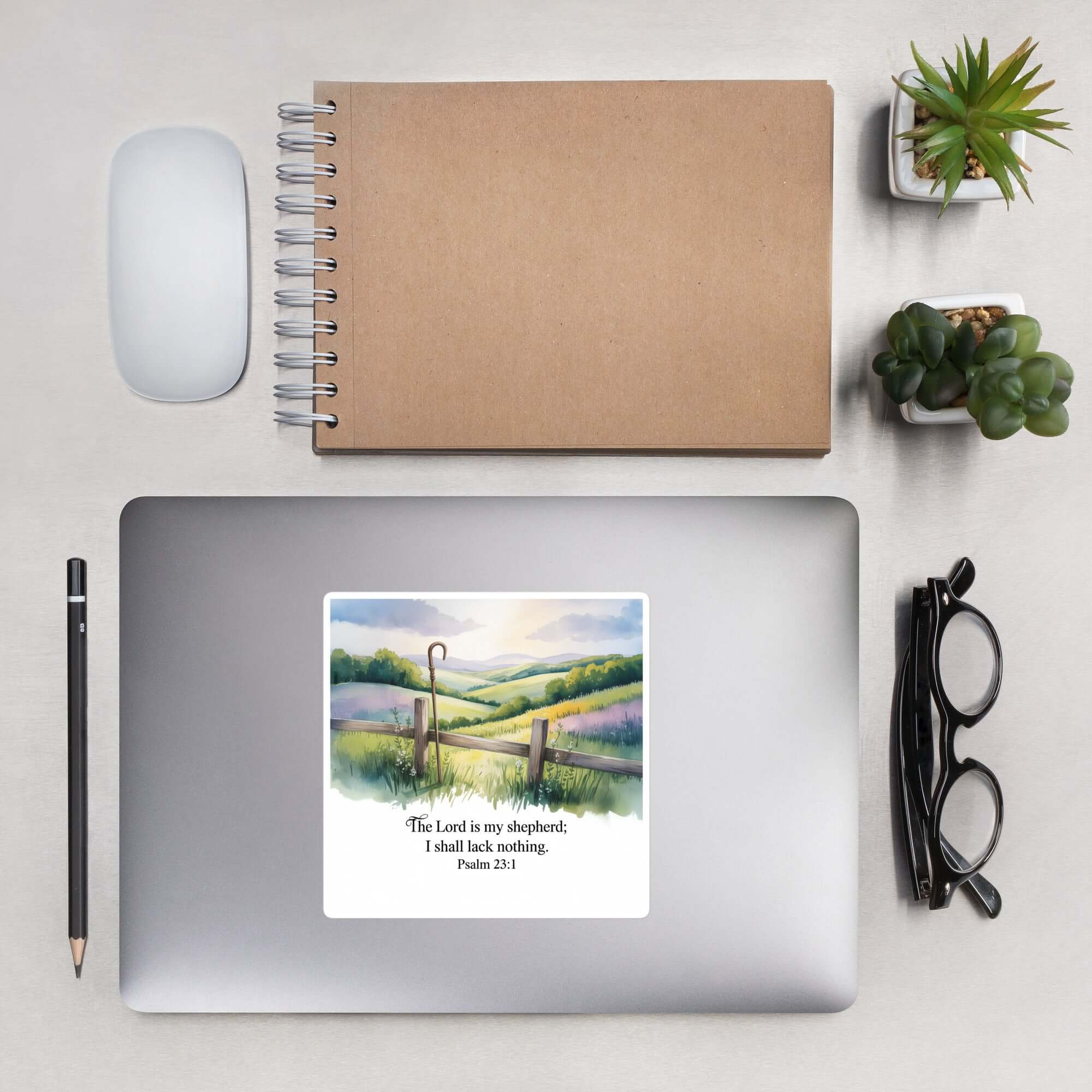 Psalm 23:1 Bible Verse, Lack Kiss-Cut Sticker 5.5″×5.5″