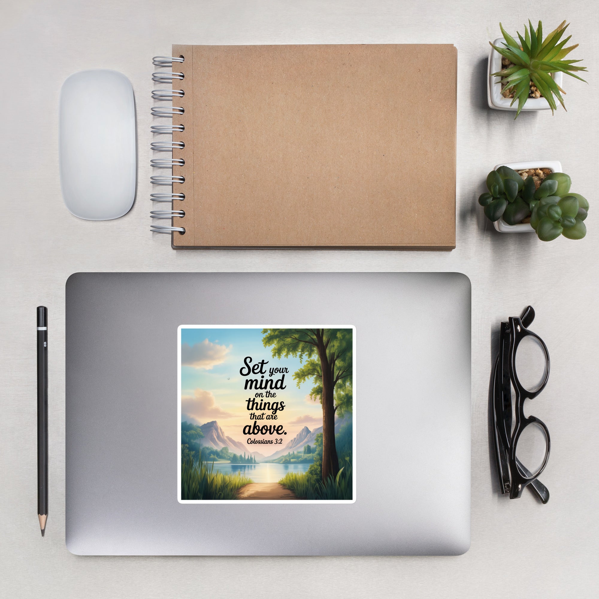 Colossians 3:2 Bible Verse Set Kiss-Cut Sticker 5.5″×5.5″