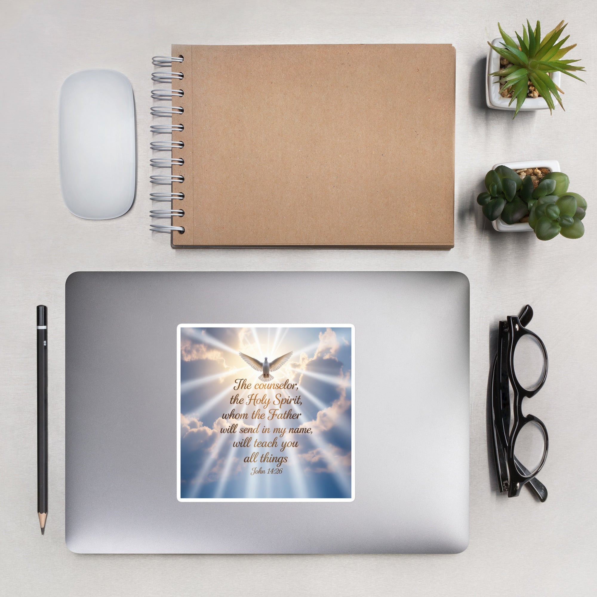 John 14:26 Bible Verse Father Kiss-Cut Sticker 5.5″×5.5″