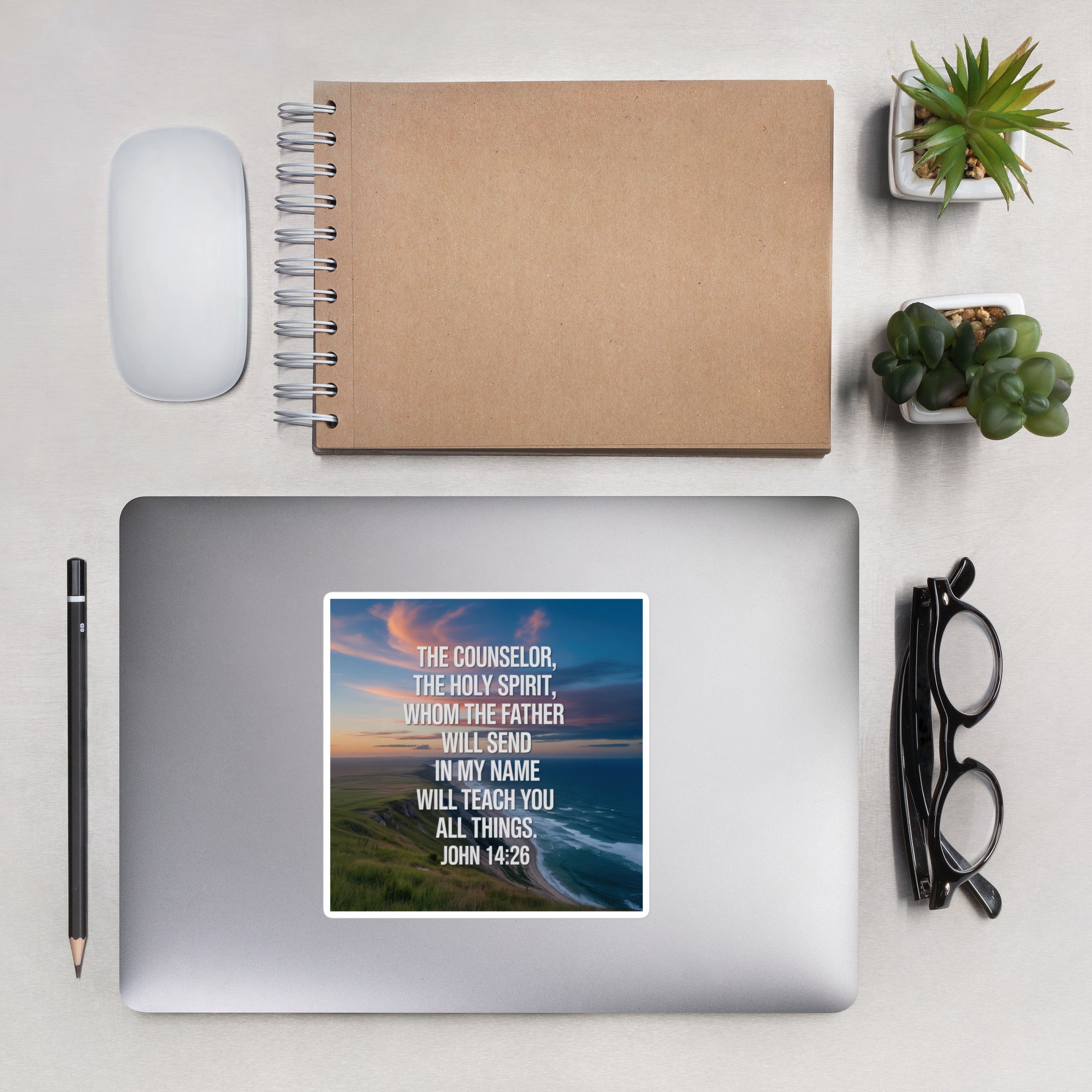 John 14:26 Bible Verse will teach Kiss-Cut Sticker 5.5″×5.5″