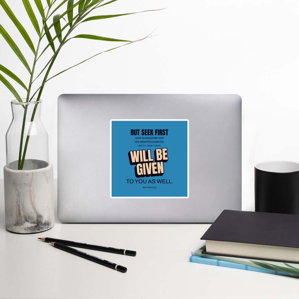 Matthew 6:33 Bible Verse, seek first God’s Kingdom Kiss-Cut Sticker Stationery