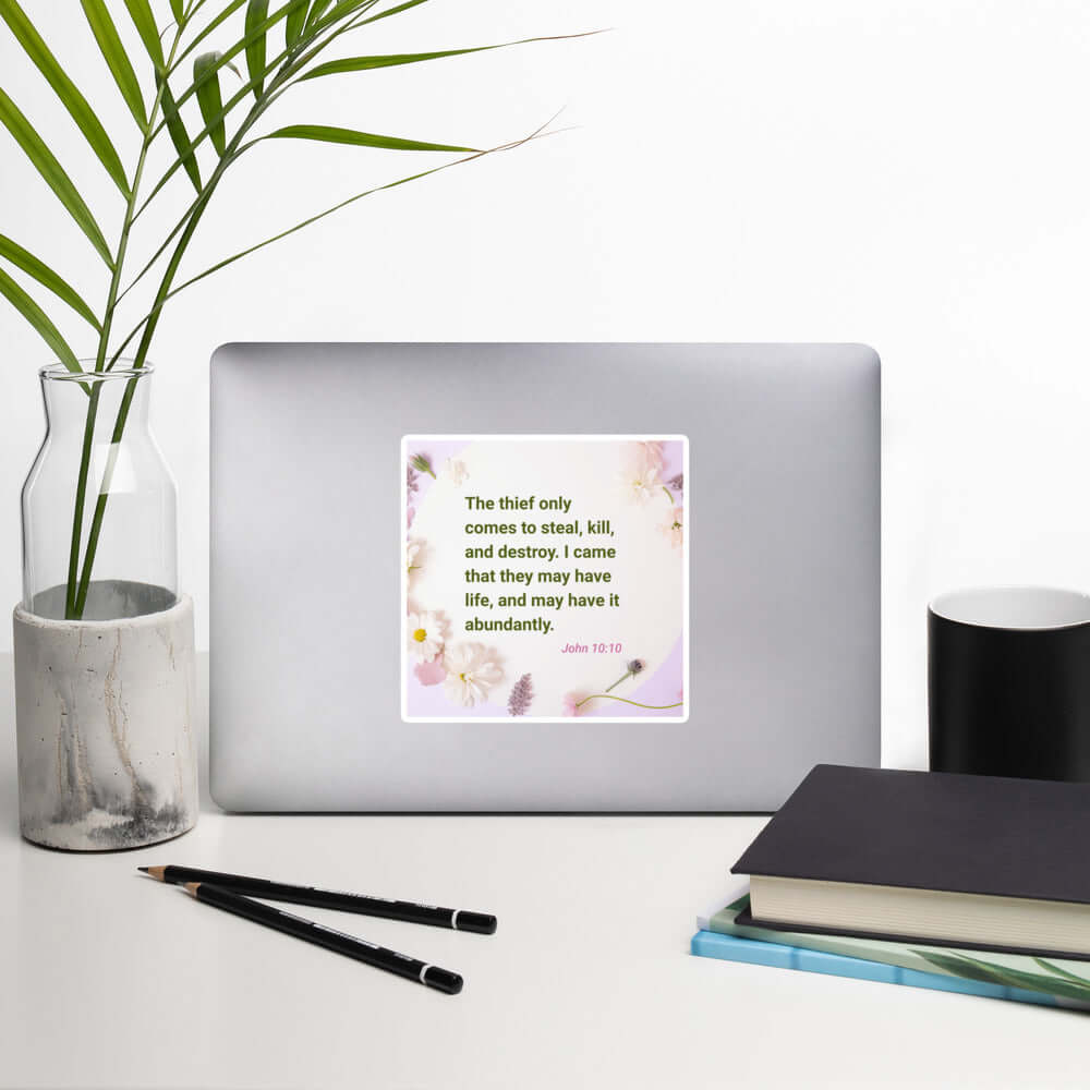 John 10:10 Bible Verse, Abundant Life Kiss-Cut Sticker Stationery