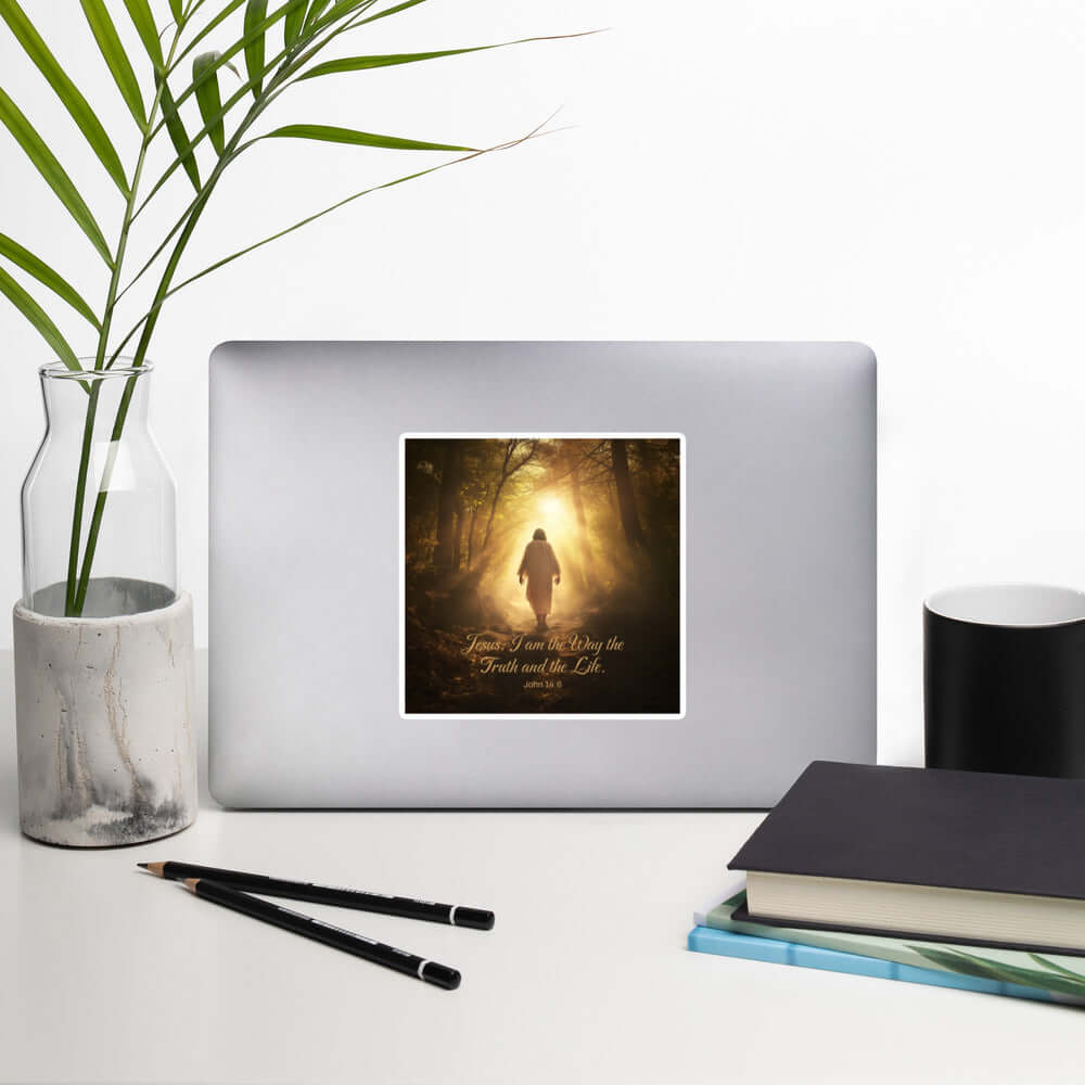 John 14:6 Bible Verse, Forest Image Kiss-Cut Sticker Stationery