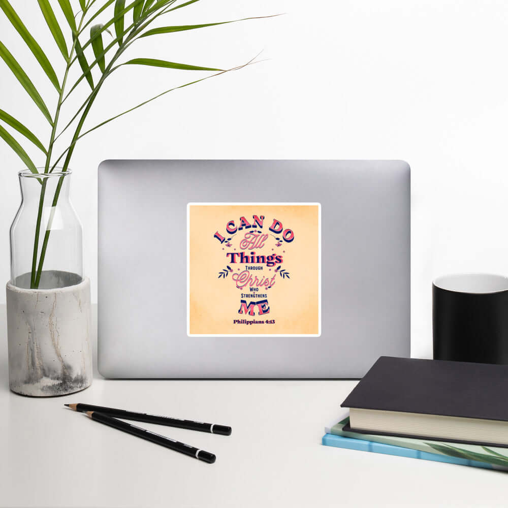 Philippians 4:13 Bible Verse, Christ Strengthens Me Kiss-Cut Sticker Stationery
