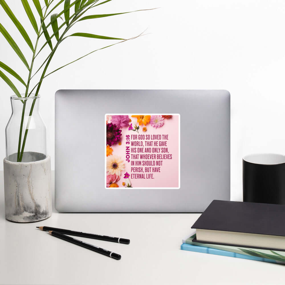 John 3:16 Bible Verse, For God So Loved Kiss-Cut Sticker Stationery