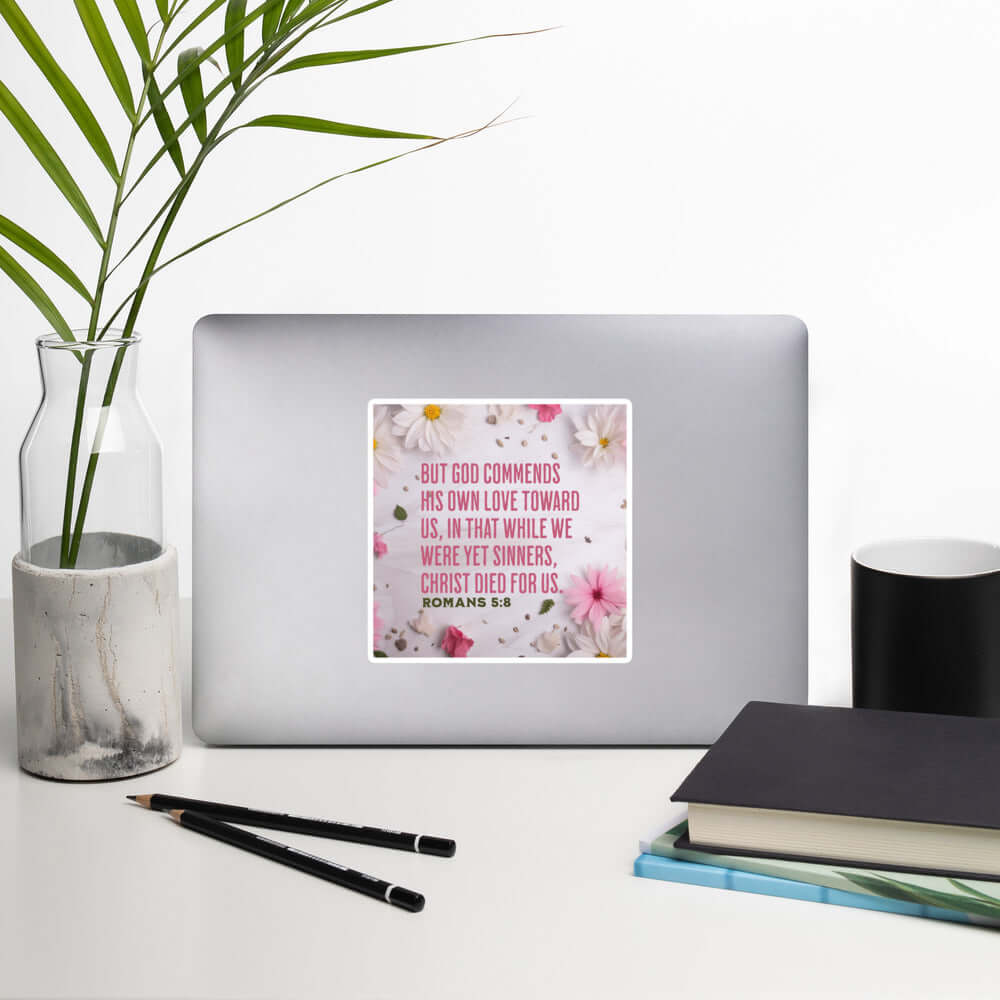 Romans 5:8 Bible Verse, Christ Died for Us Kiss-Cut Sticker Stationery