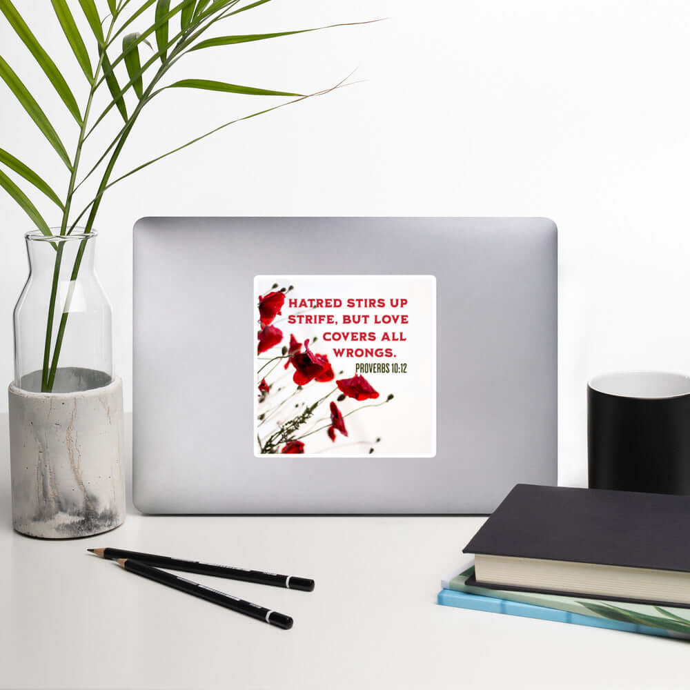 Proverbs 10:12 Bible Verse, Love Covers All Kiss-Cut Sticker Stationery